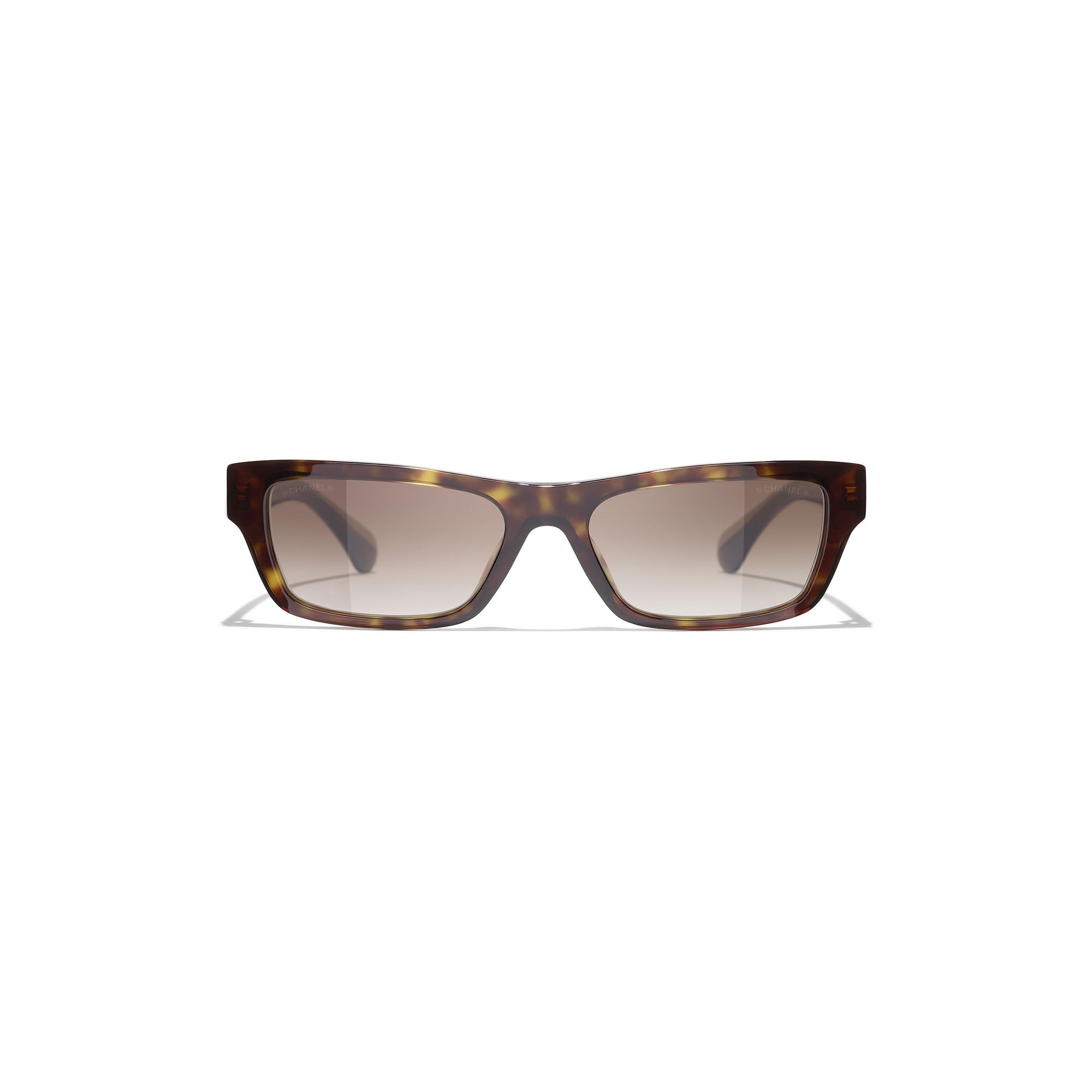 Crystal-Embellished Rectangular Sunglasses - Dark Tortoise