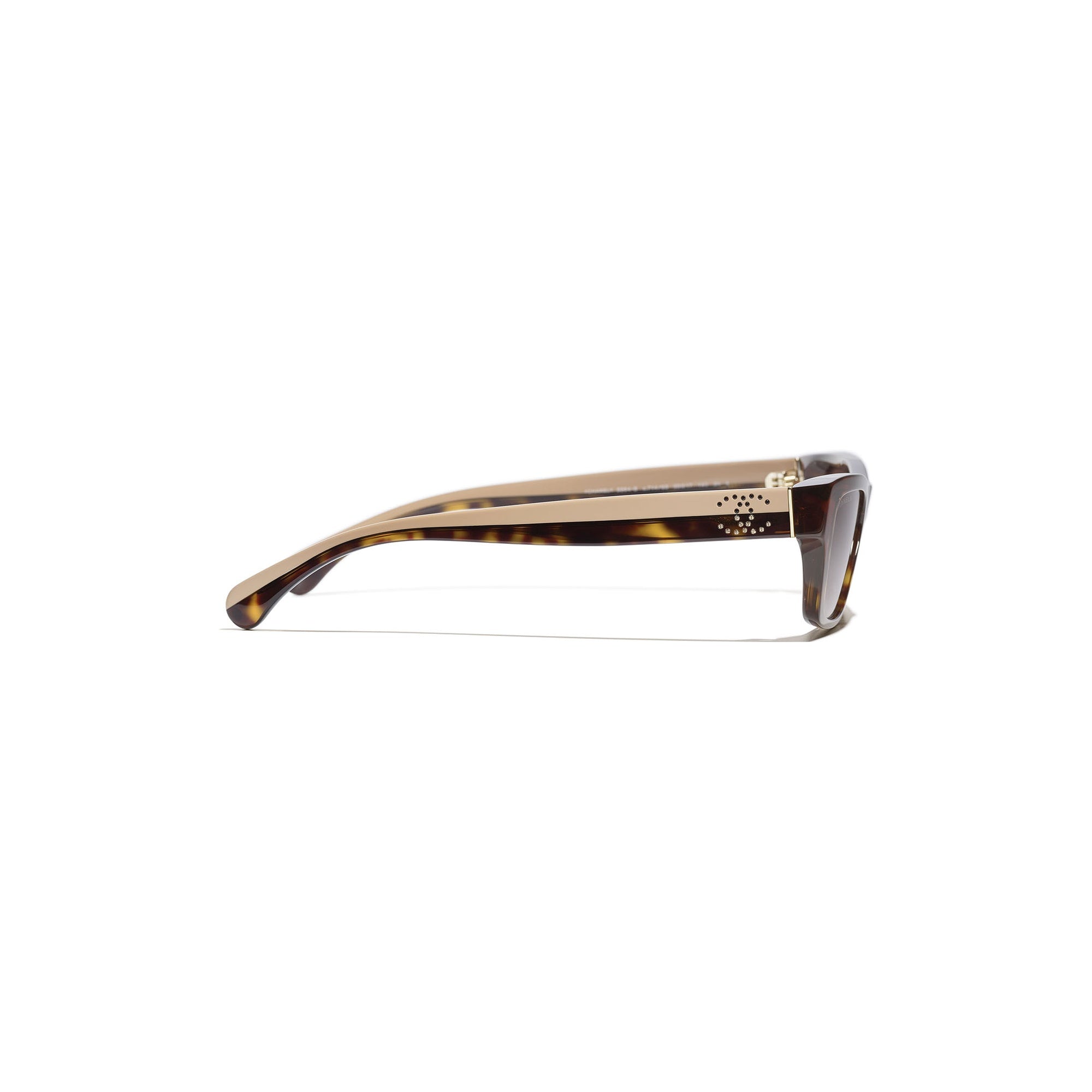 Crystal-Embellished Rectangular Sunglasses - Dark Tortoise