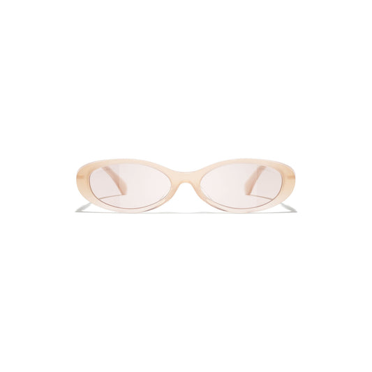 Soft-Beige Silhouette Oval Sunglasses