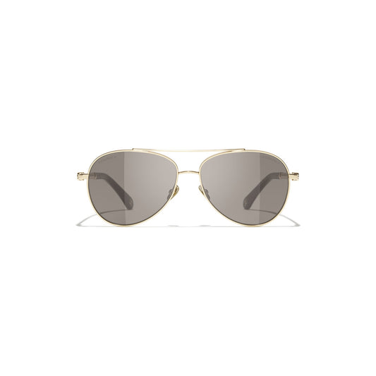 Embellished Pilot Sunglasses - Gold & Brown