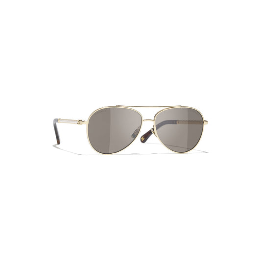 Embellished Pilot Sunglasses - Gold & Brown