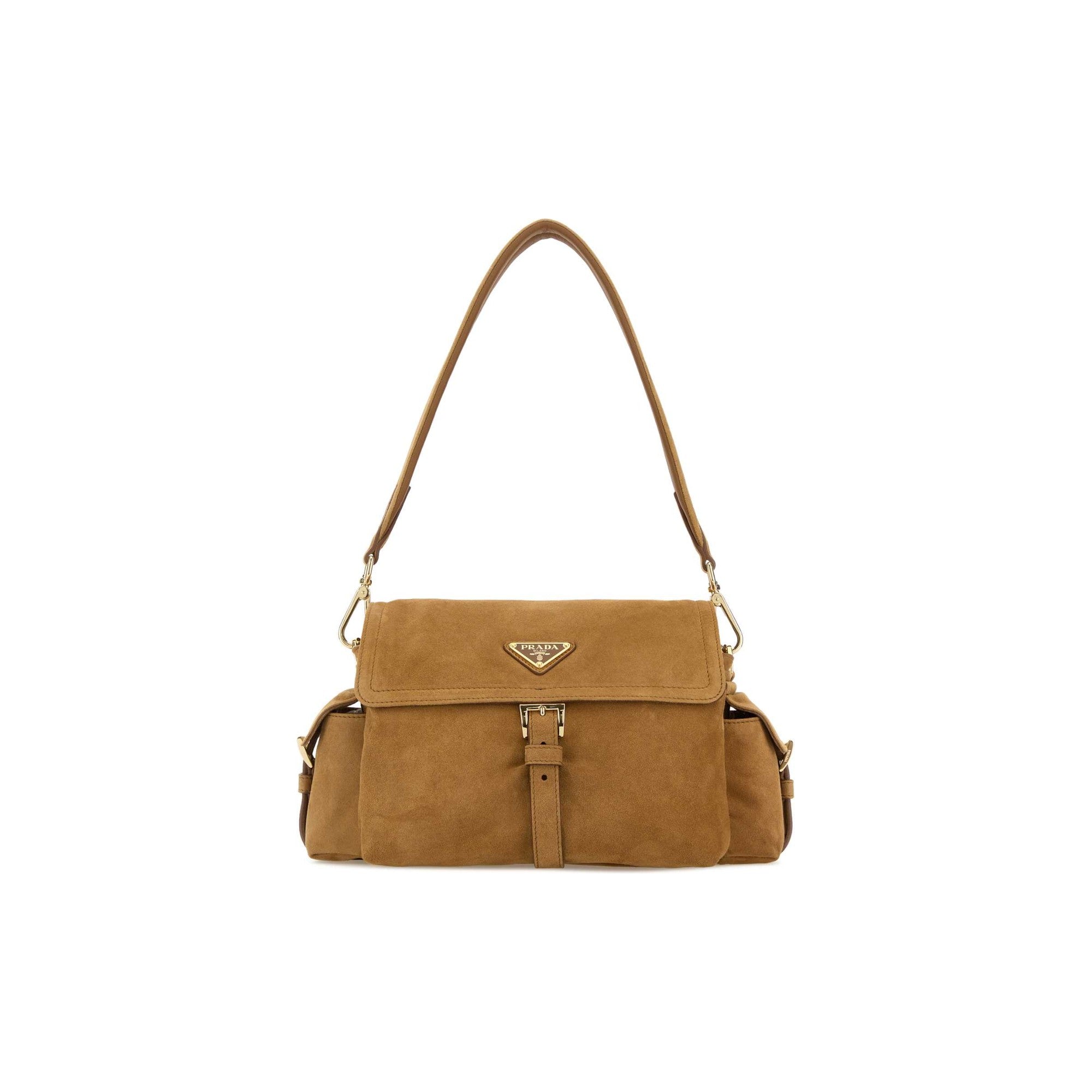 Explore medium suede shoulder bag with flap