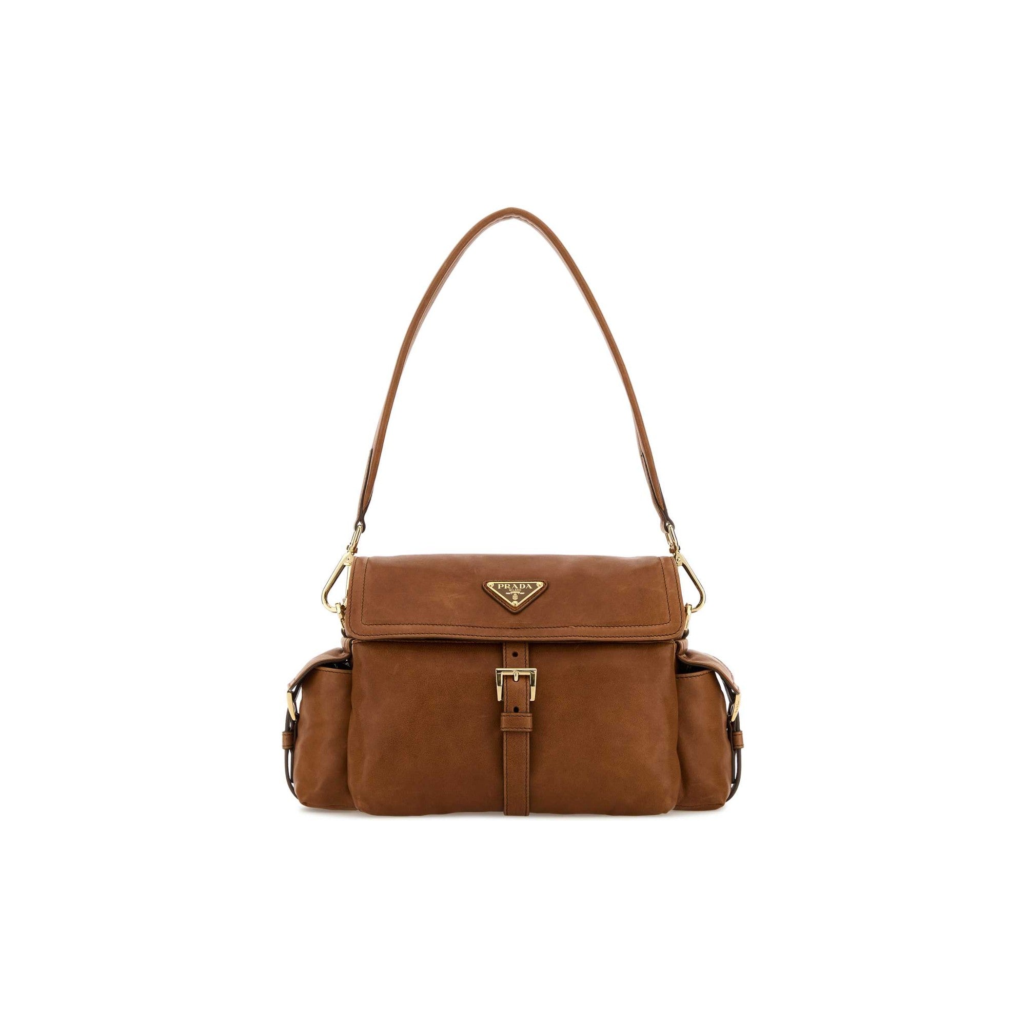 Explore medium nappa leather shoulder bag with flap