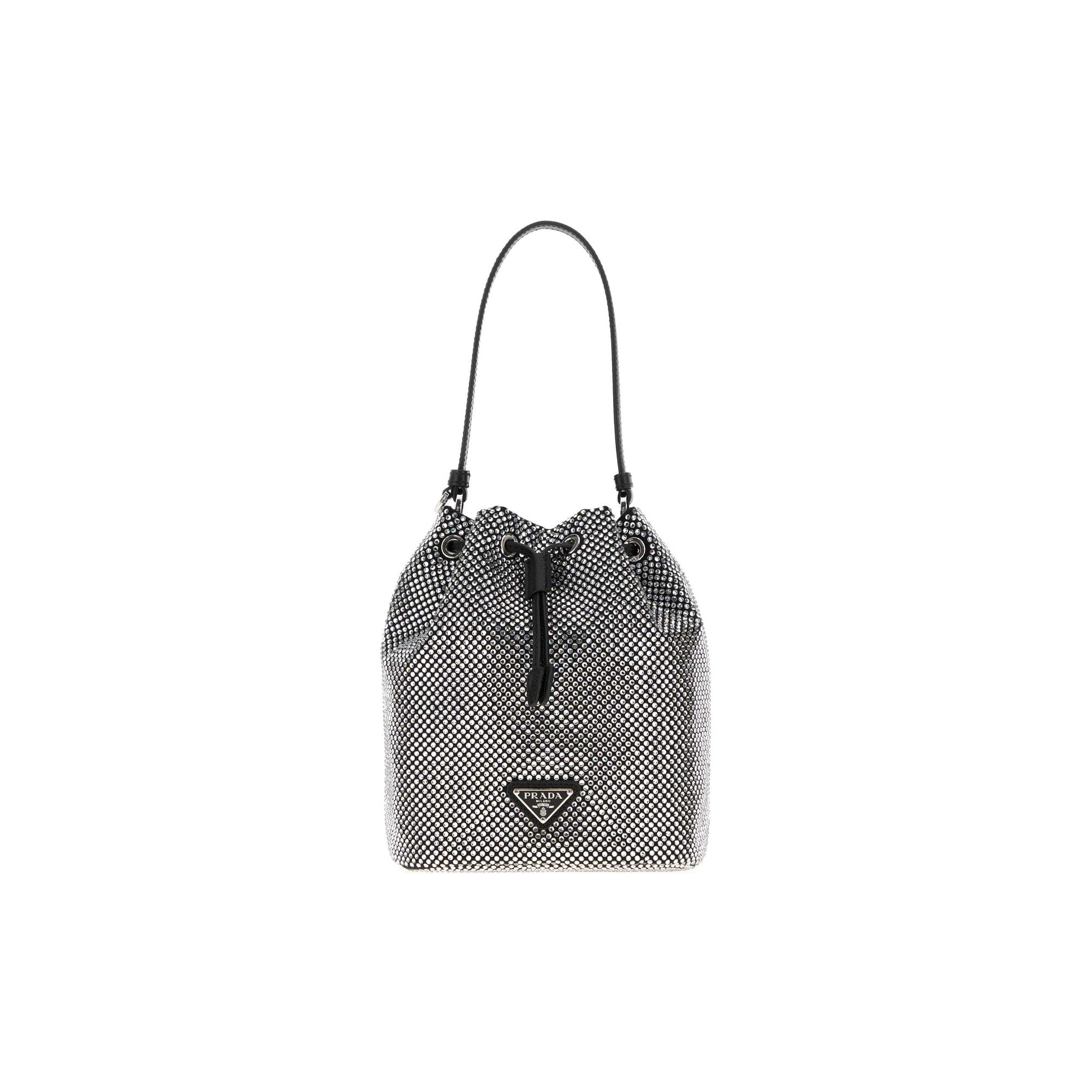 Mini crystal-studded satin bag