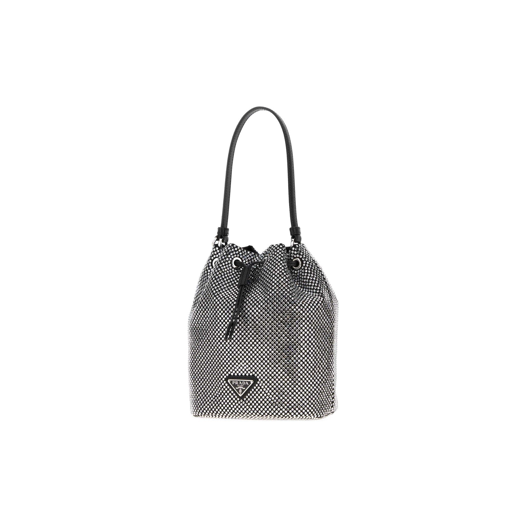 Mini crystal-studded satin bag