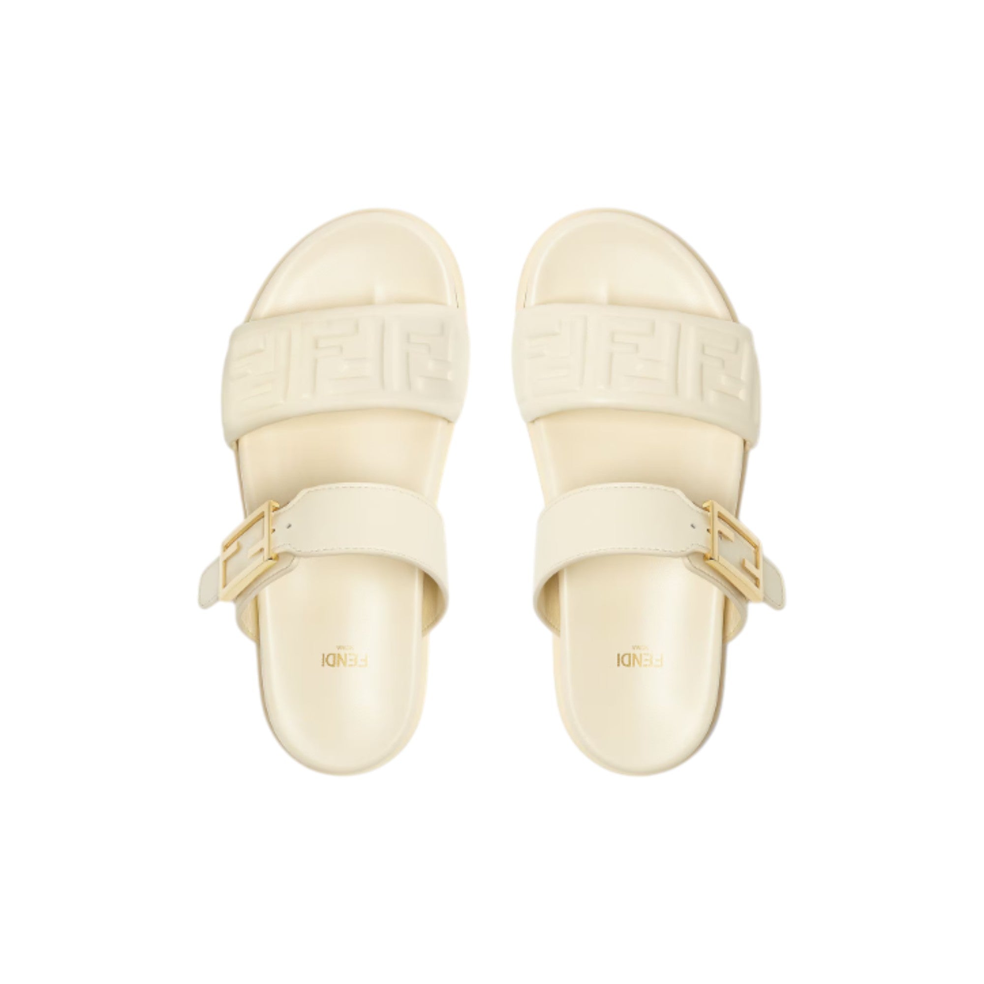 Feel White nappa leather slides