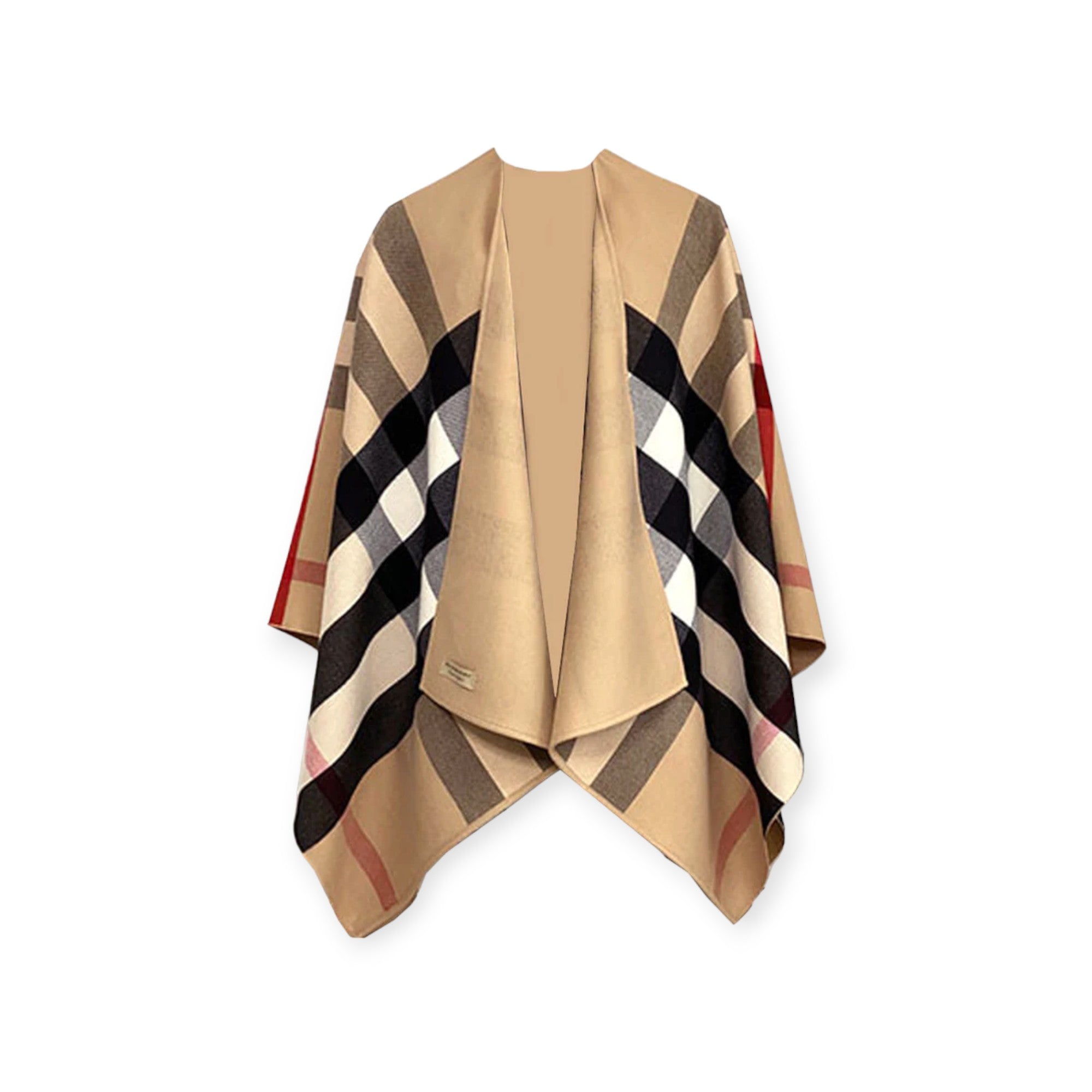 Reversible Check Merino Wool Poncho Burberry