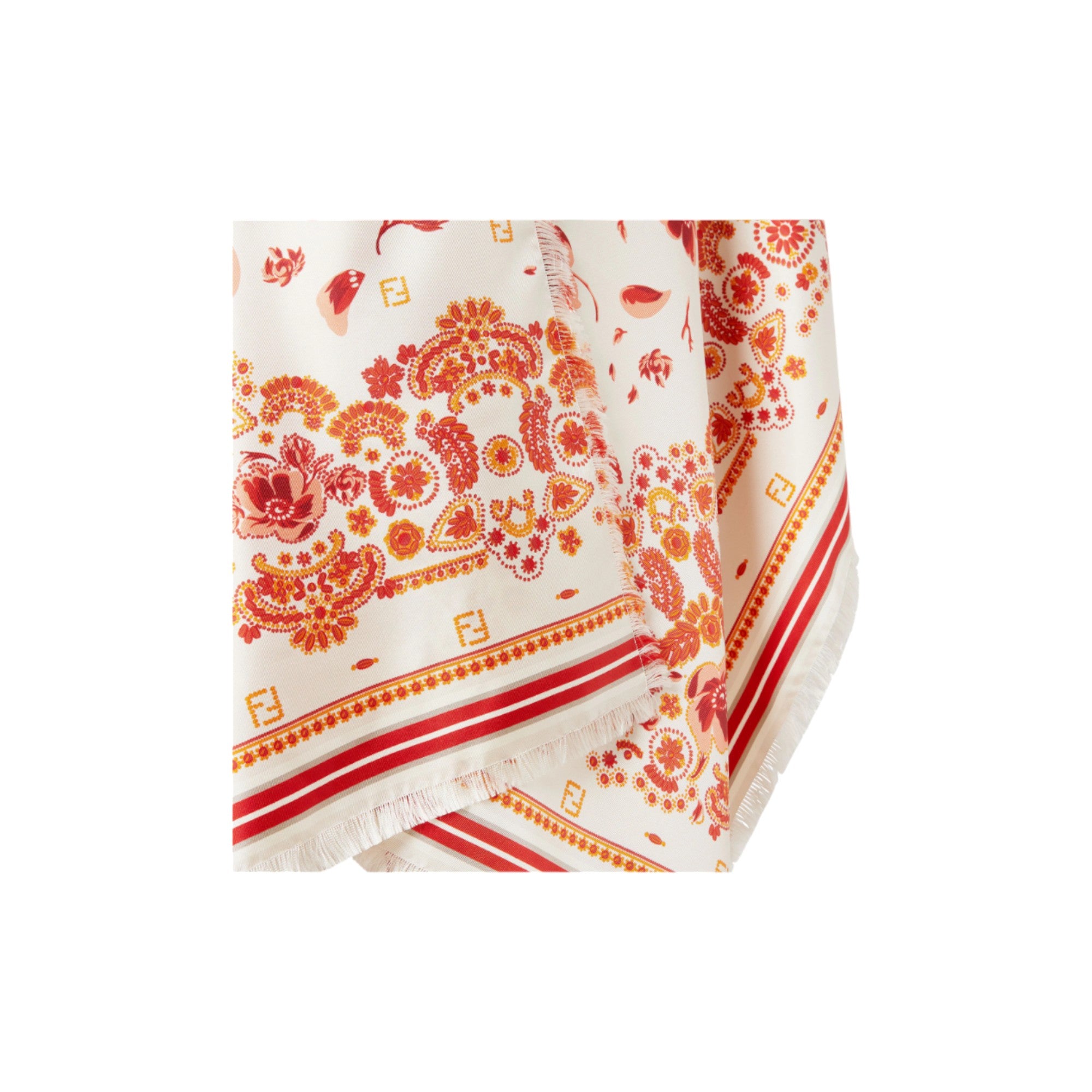Ivory Silk Coral Bandana Poncho