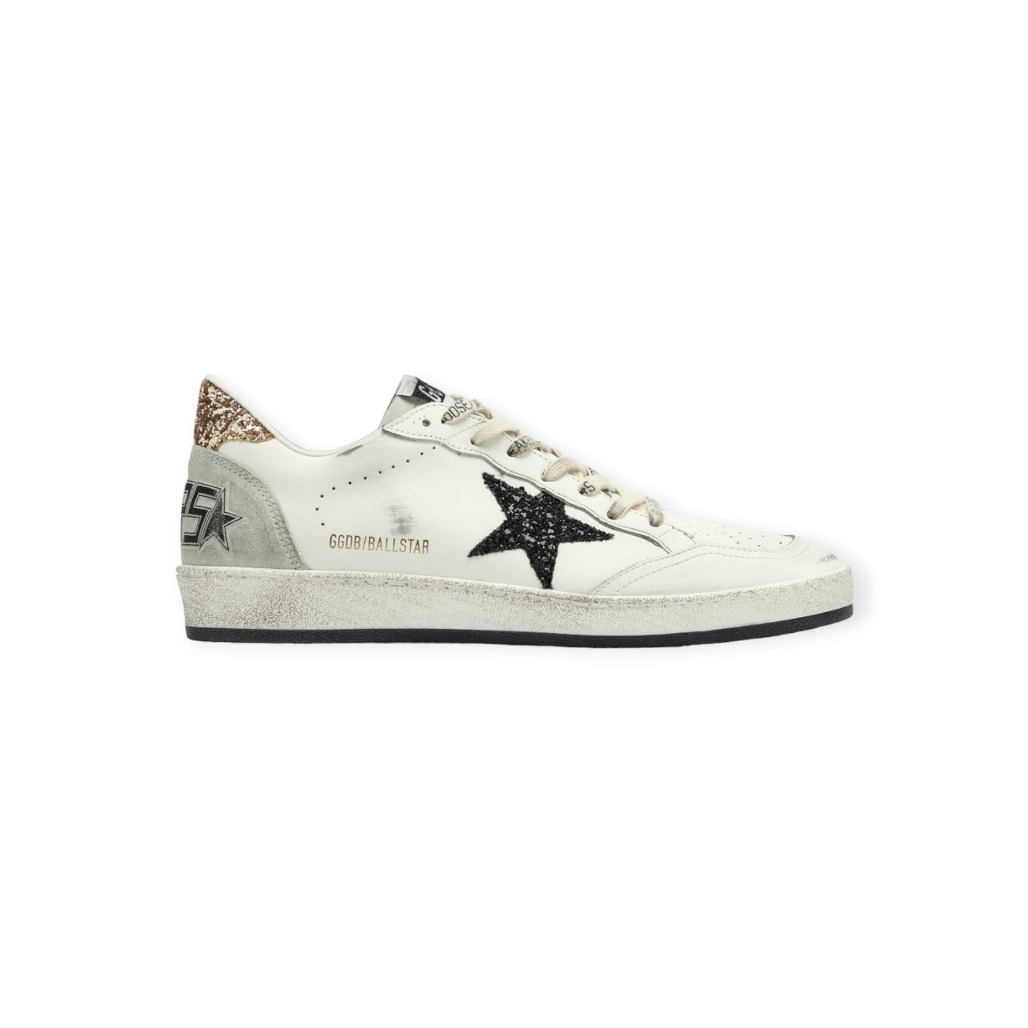Golden Goose Ball Star Withe And Black With Glitter