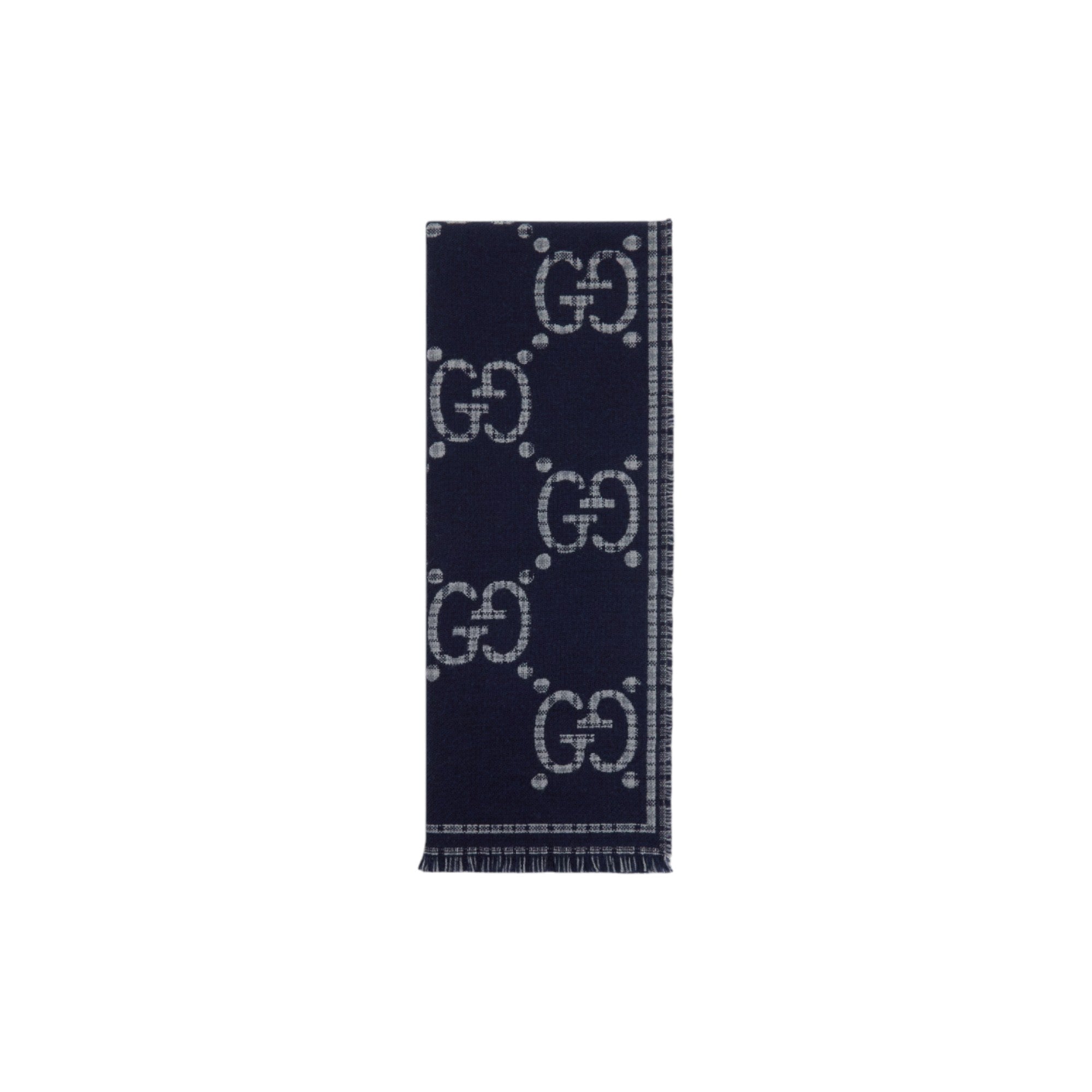 Gucci Check GG Wool Scarf – Grey Blue