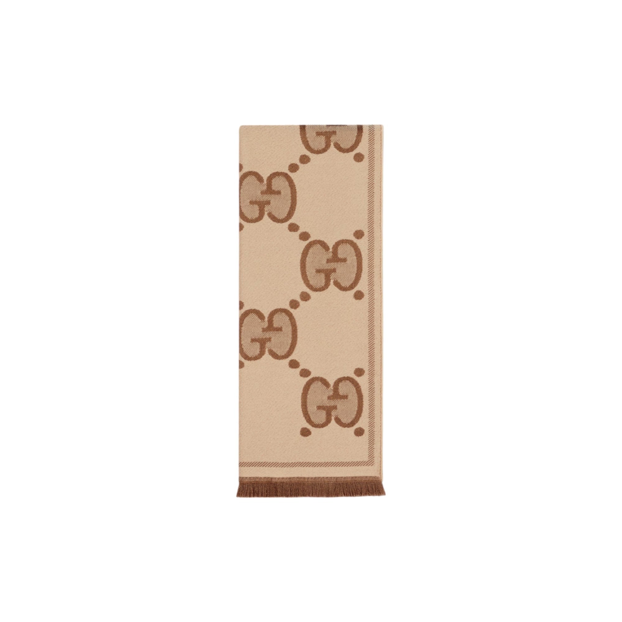Gucci GG Wool Jacquard Scarf – Beige/Dark Brown
