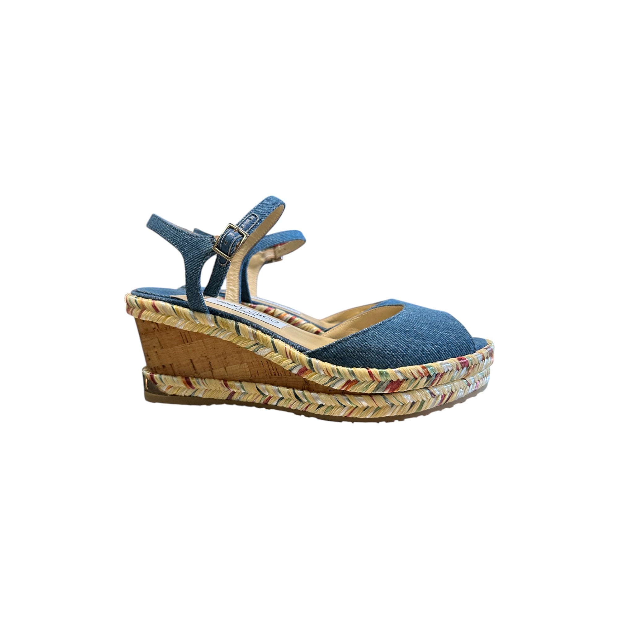 Perla 70 Denim Wedge Sandals