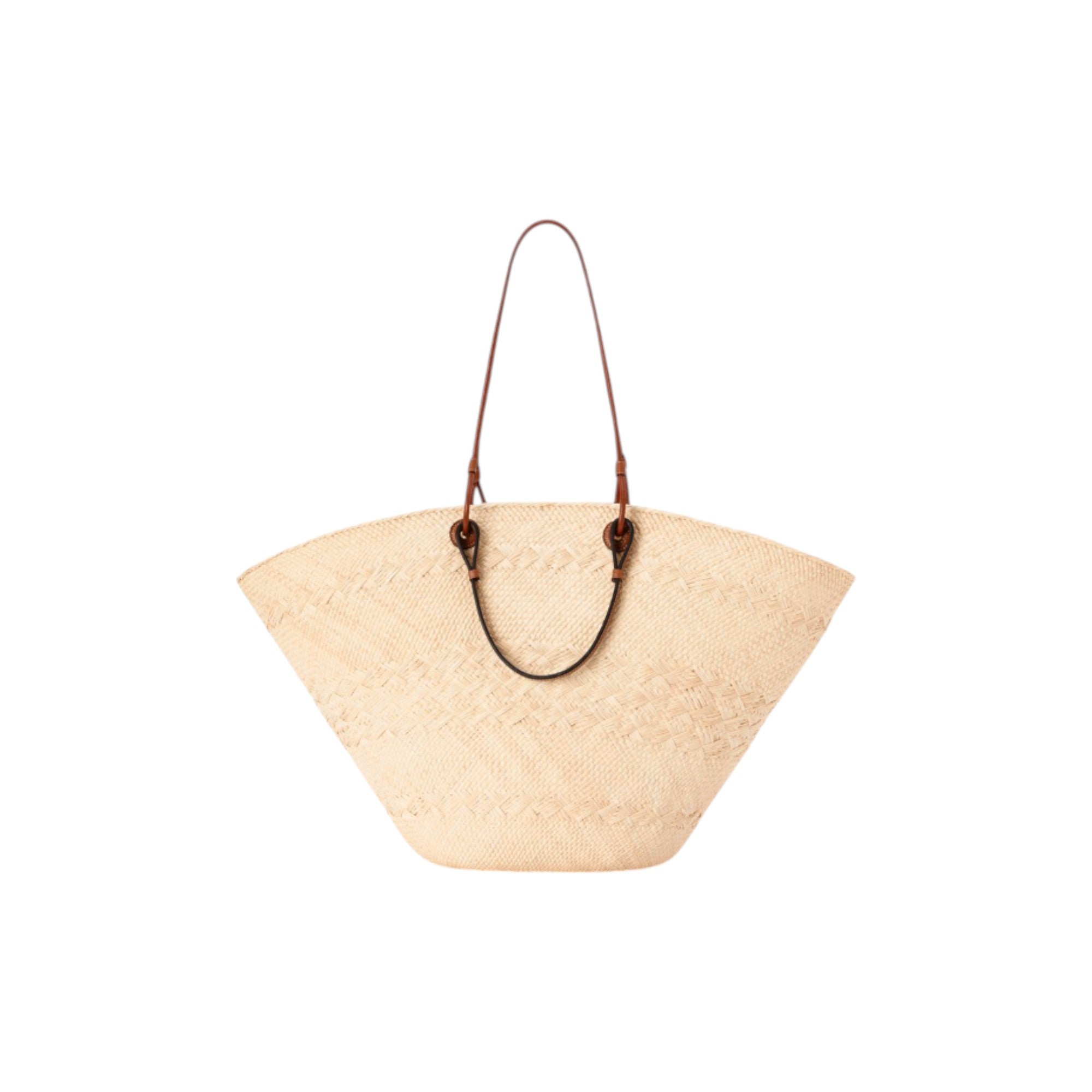 Large Anagram Basket Bag In Iraca Palm And Calfskin