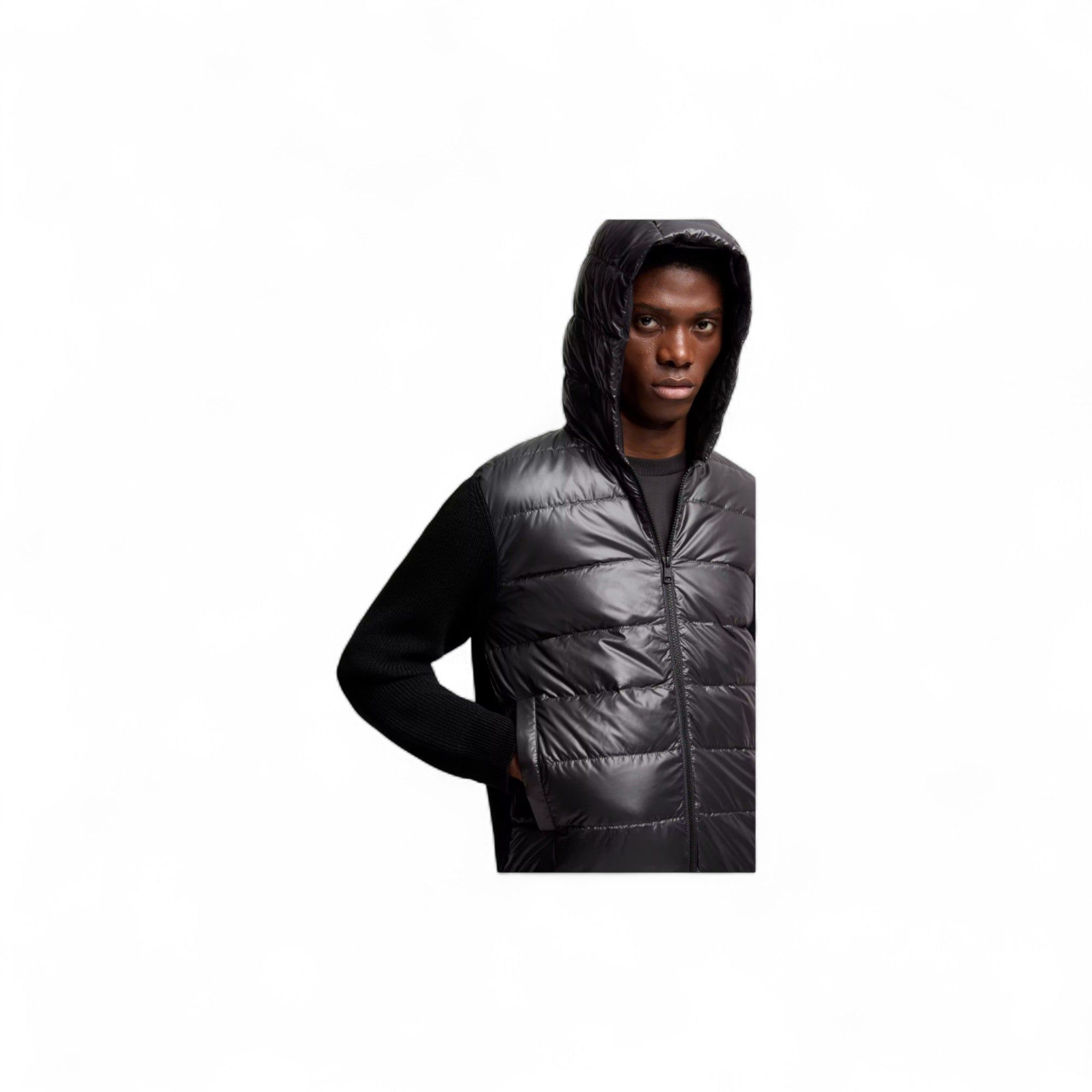 Padded Wool Zip-Up Hoodie