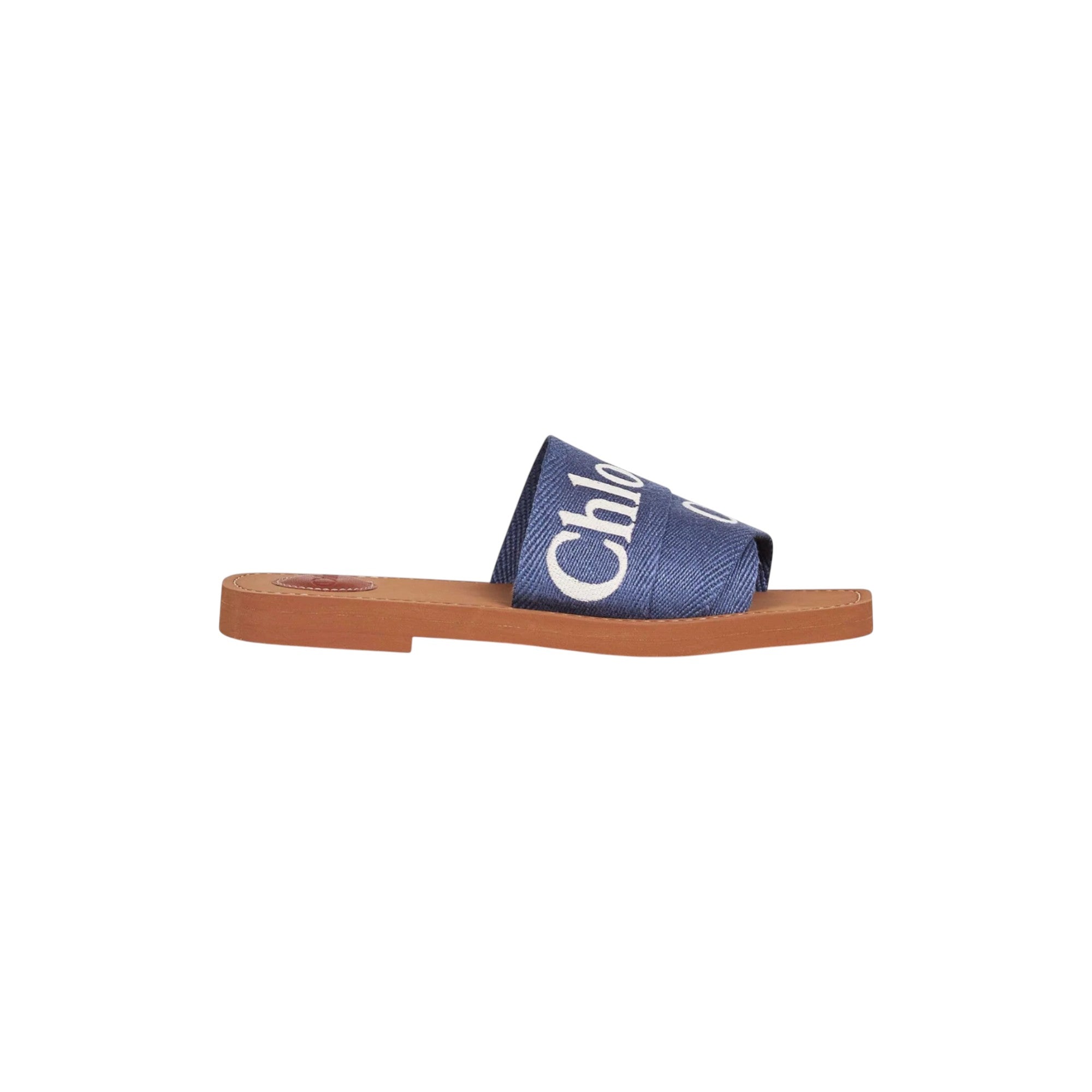 Woody Flat Mule in Lower-Impact Linen – Surfing Blue
