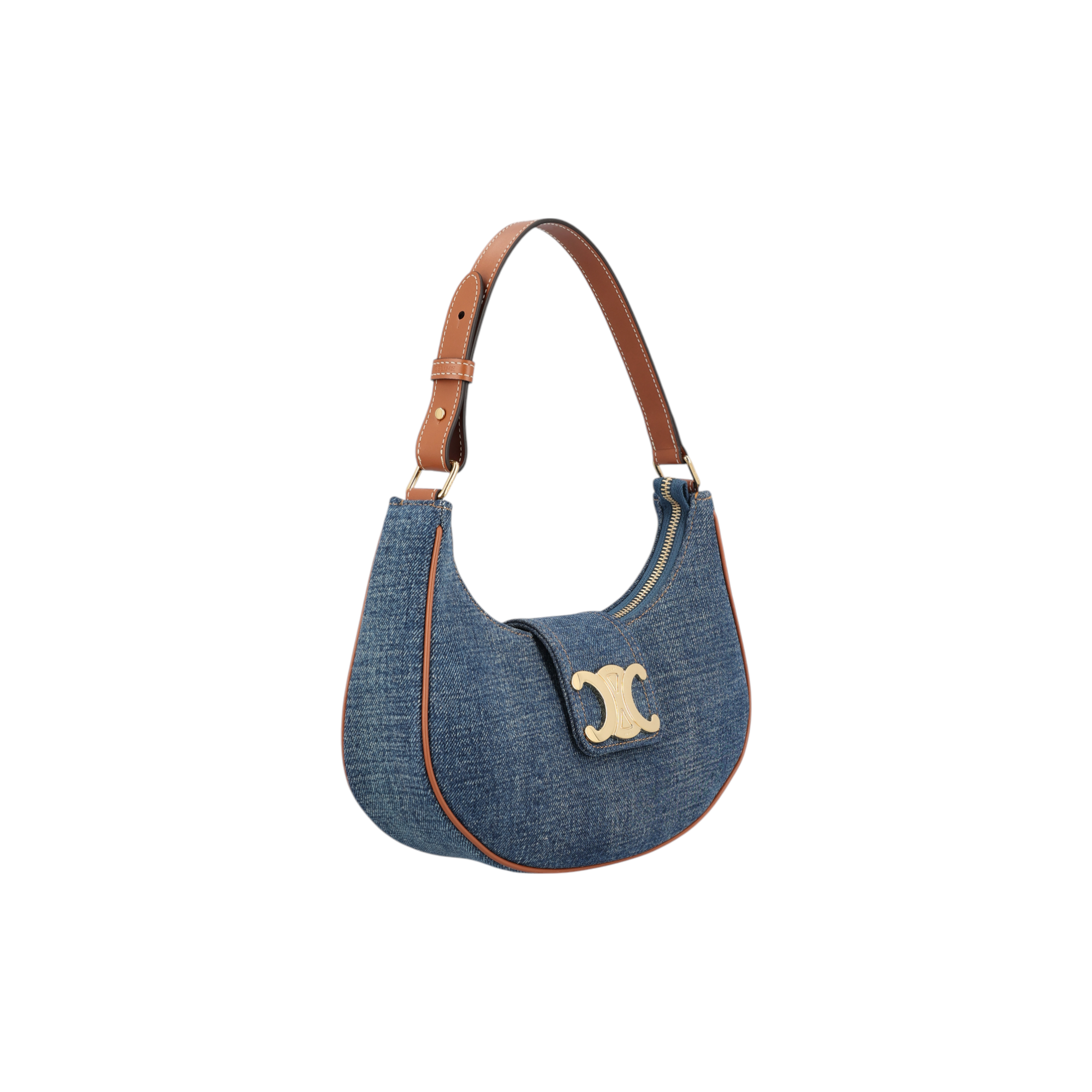 Medium Ava Triomphe Bag in Denim and Calfskin