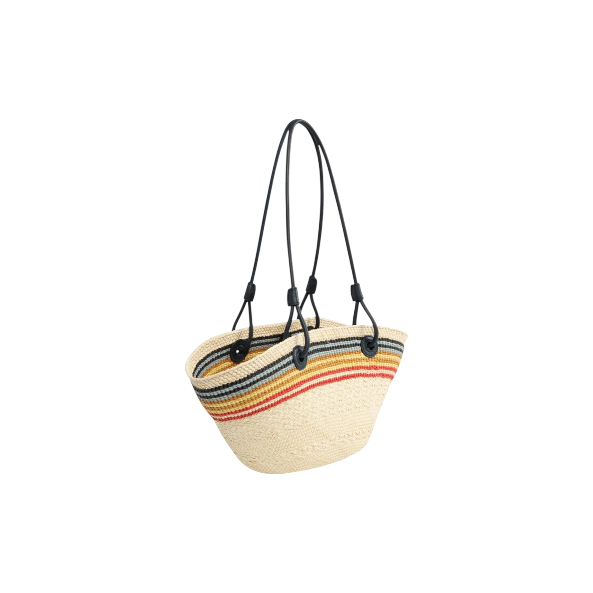 Small Anagram Basket bag in iraca palm and calfskin