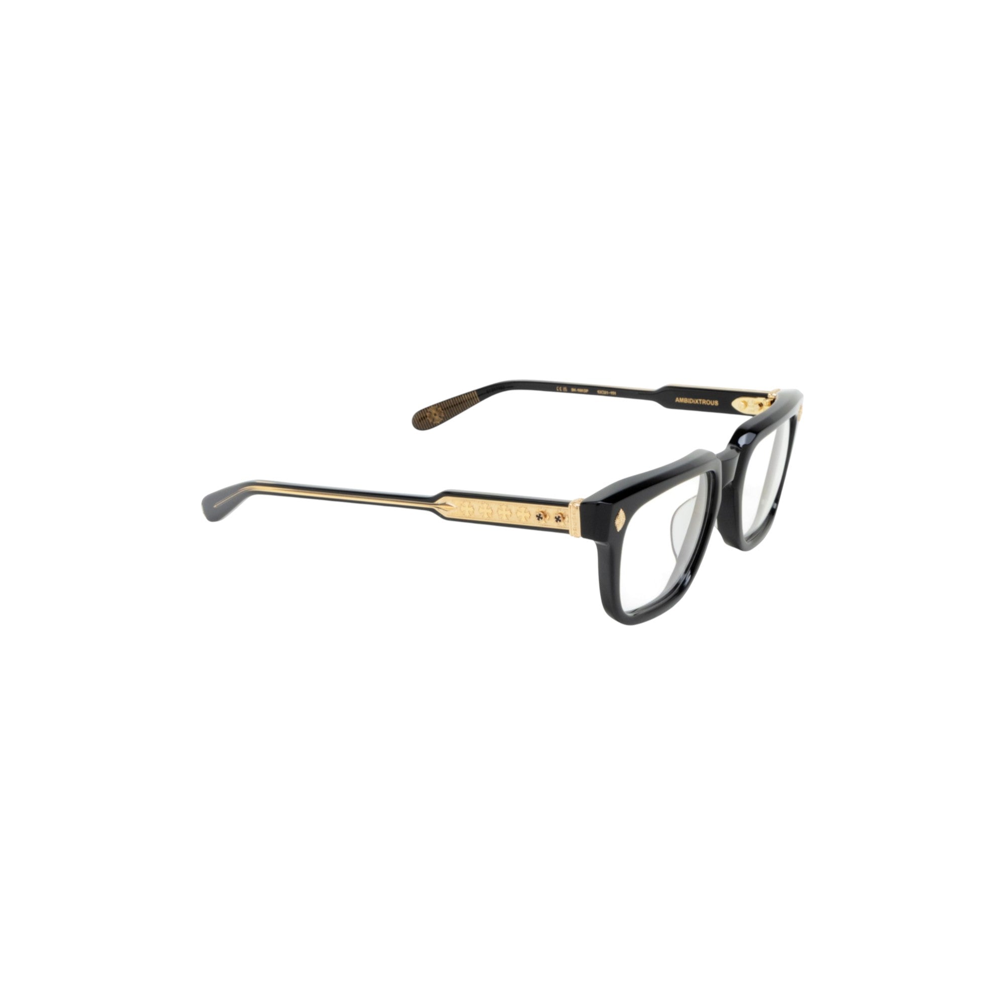 Via Manzoni Boutique Chrome Hearts AMBIDIXTROUS eyeglasses in black acetate with 18k gold plated temple details.