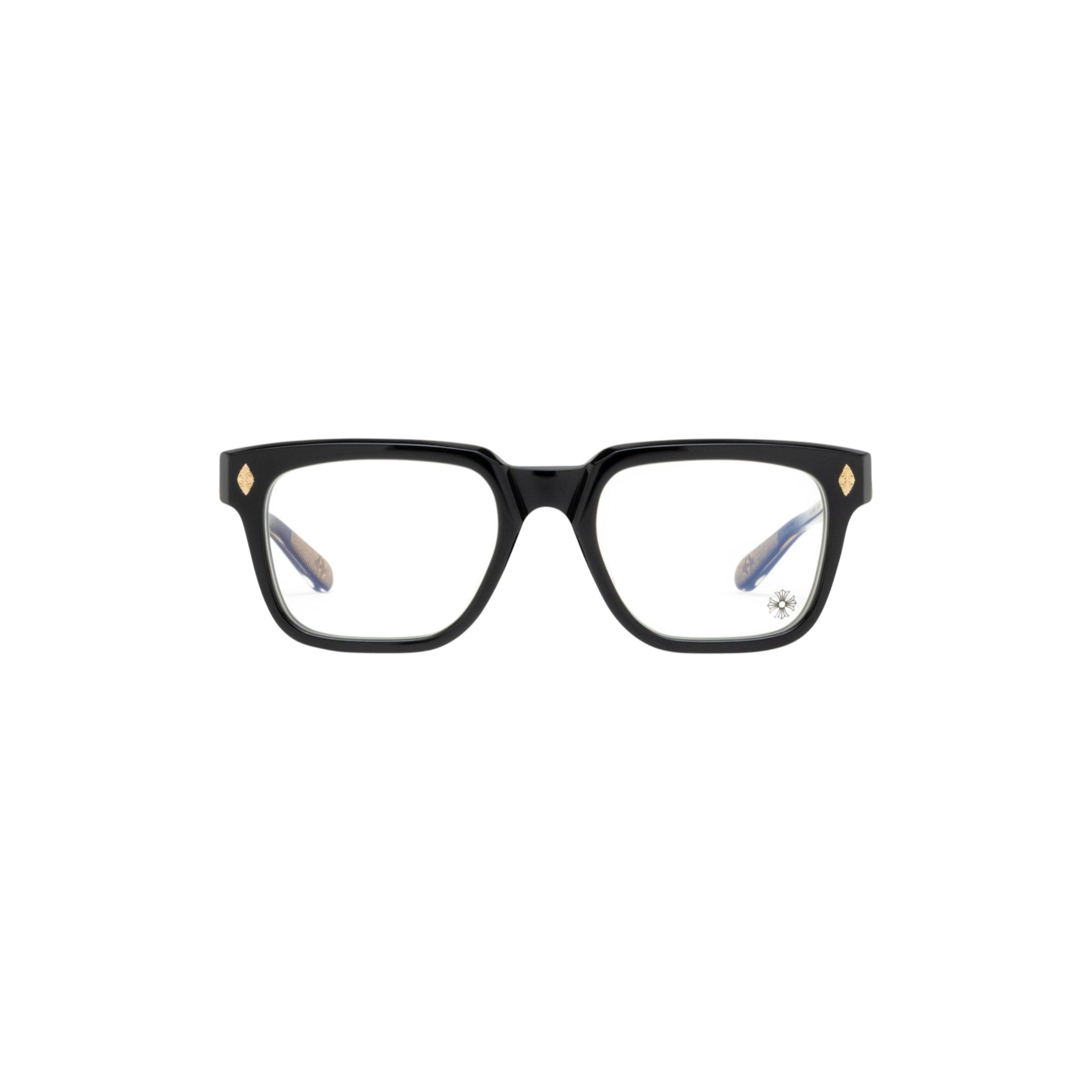 Via Manzoni Boutique Chrome Hearts AMBIDIXTROUS black acetate eyeglasses with 18k gold plated accents and square frame