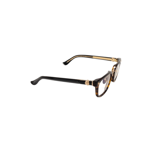 Via Manzoni Boutique Chrome Hearts GIGANDICK sunglasses in dark tortoise and gold with black acetate temple details