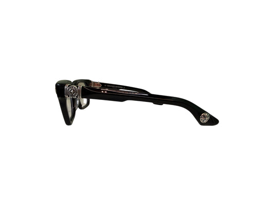 Via Manzoni Boutique Chrome Hearts HALLLAMANASS black acetate eyeglasses with detailed sterling silver temple accents.