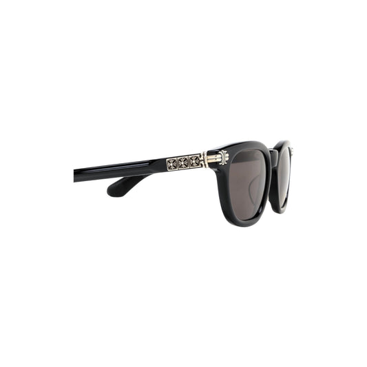 Via Manzoni Boutique Chrome Hearts SMOKE SHOW black acetate sunglasses with sterling silver cross temple details.