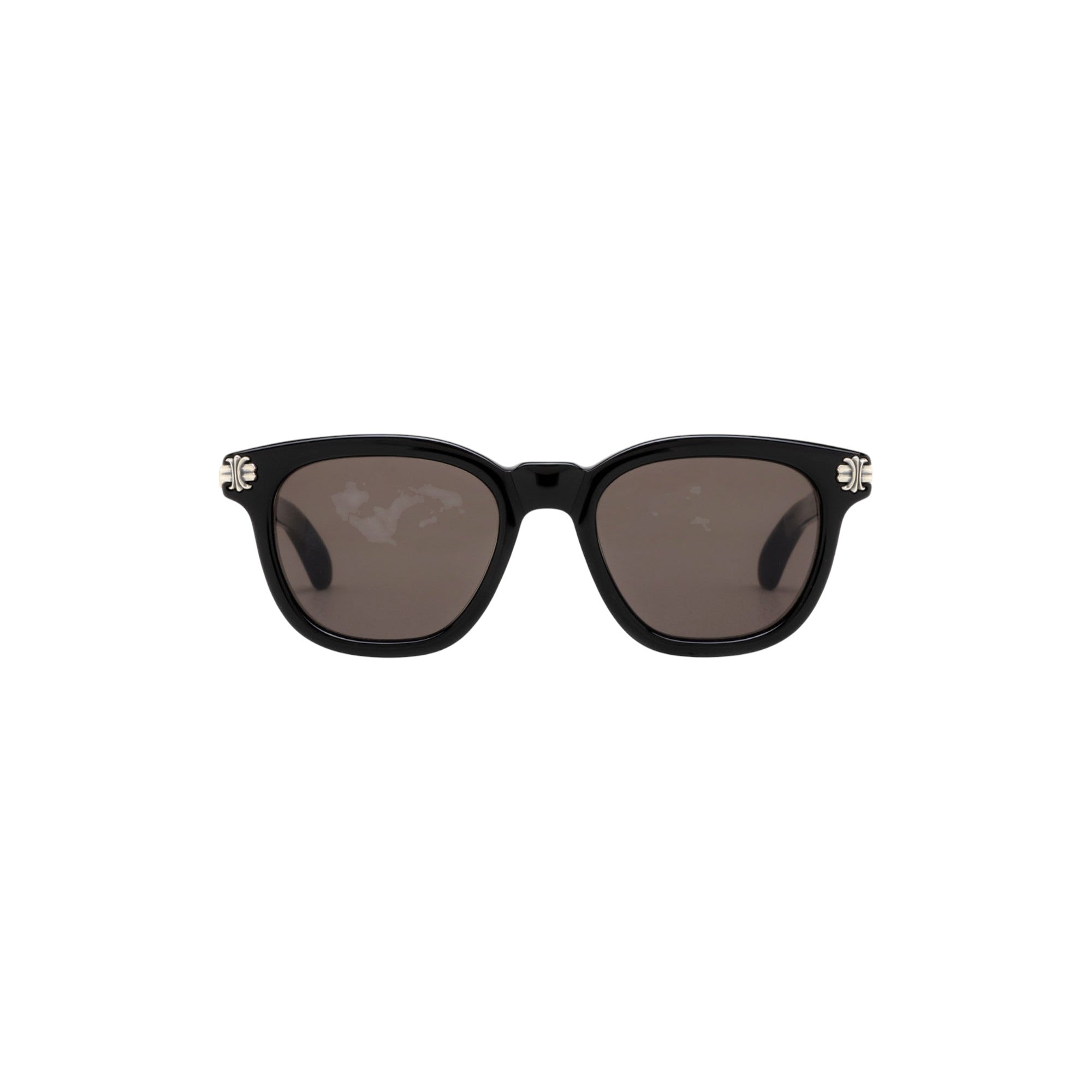 Via Manzoni Boutique Chrome Hearts SMOKE SHOW black acetate sunglasses with sterling silver cross temple accents.