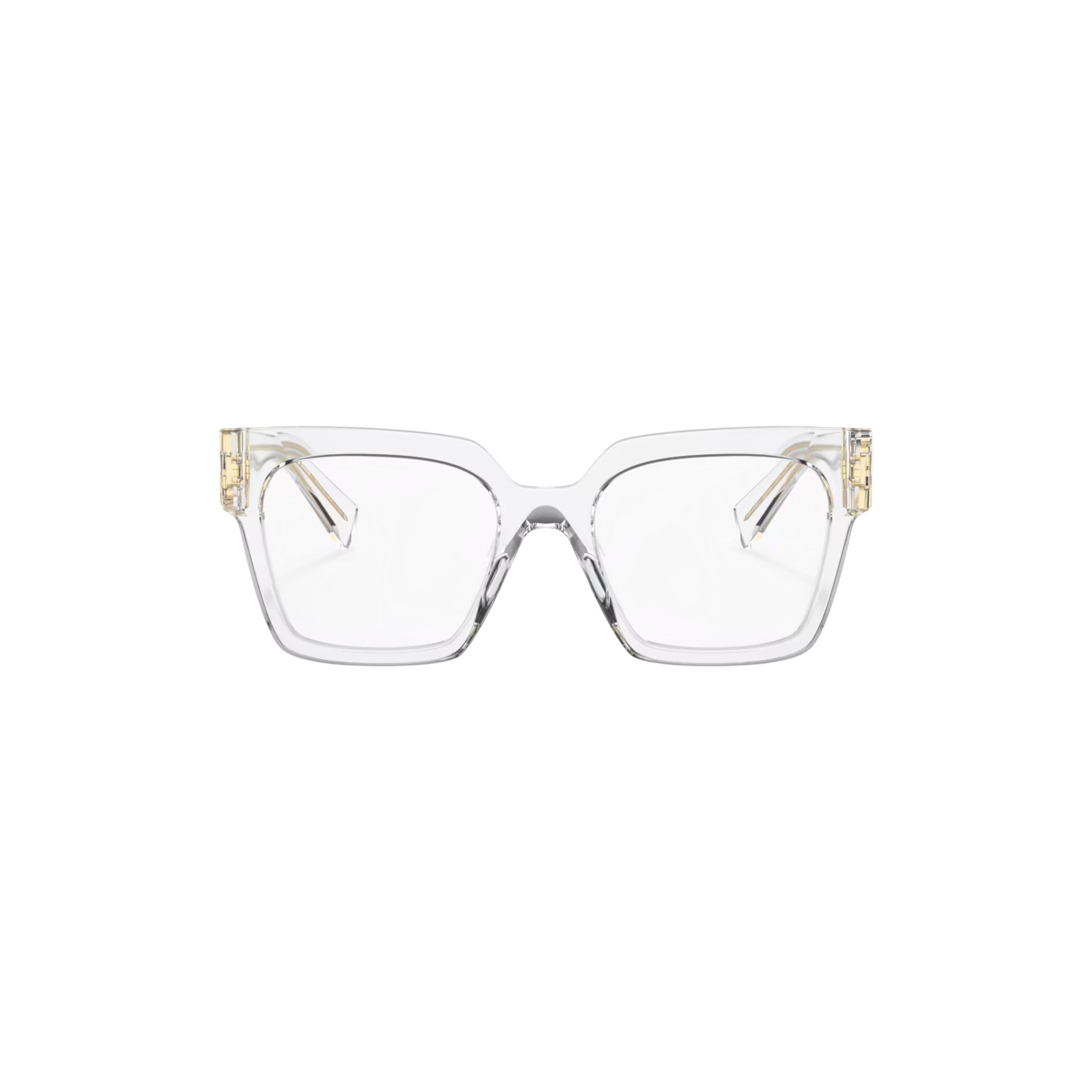 Via Manzoni Boutique clear square frame glasses with gold temple accents