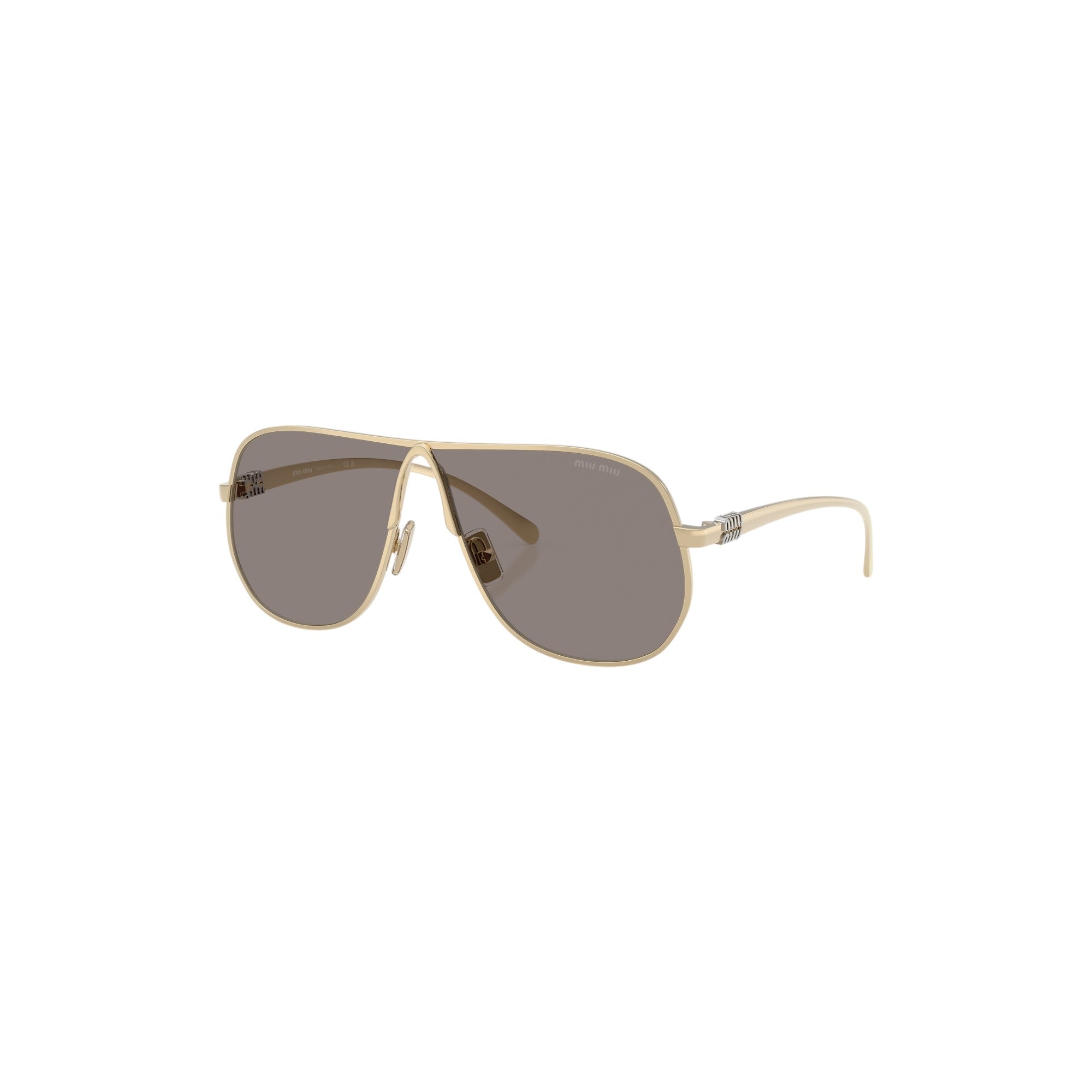 Via Manzoni Boutique pilot sunglasses with gold metal frame and gradient brown lenses. Features a modern, narrow fit and unique temple detailing.