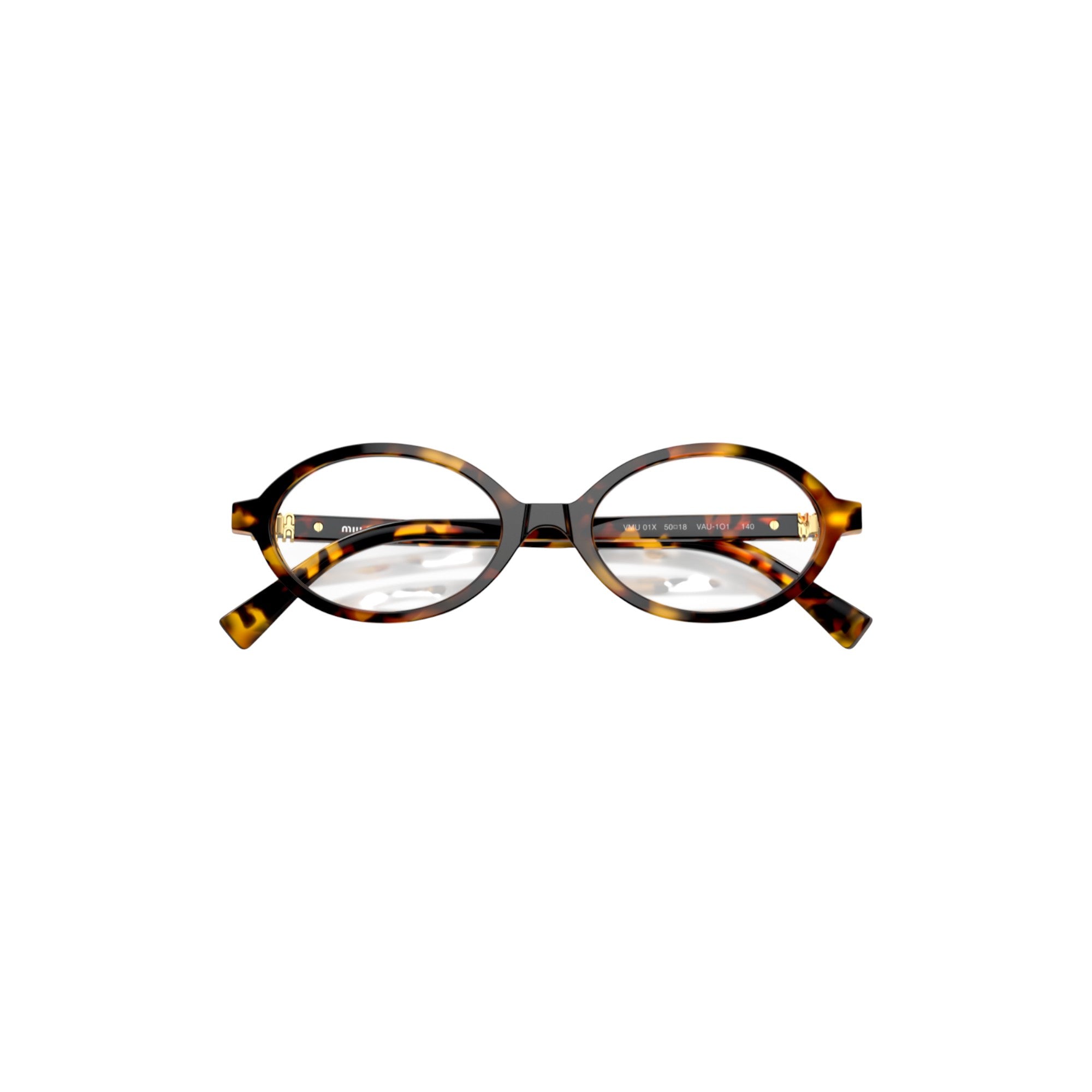 Via Manzoni Boutique Miu Miu Regard oval acetate sunglasses in honey havana tortoiseshell with thin rims and Miu Miu logo on temples.