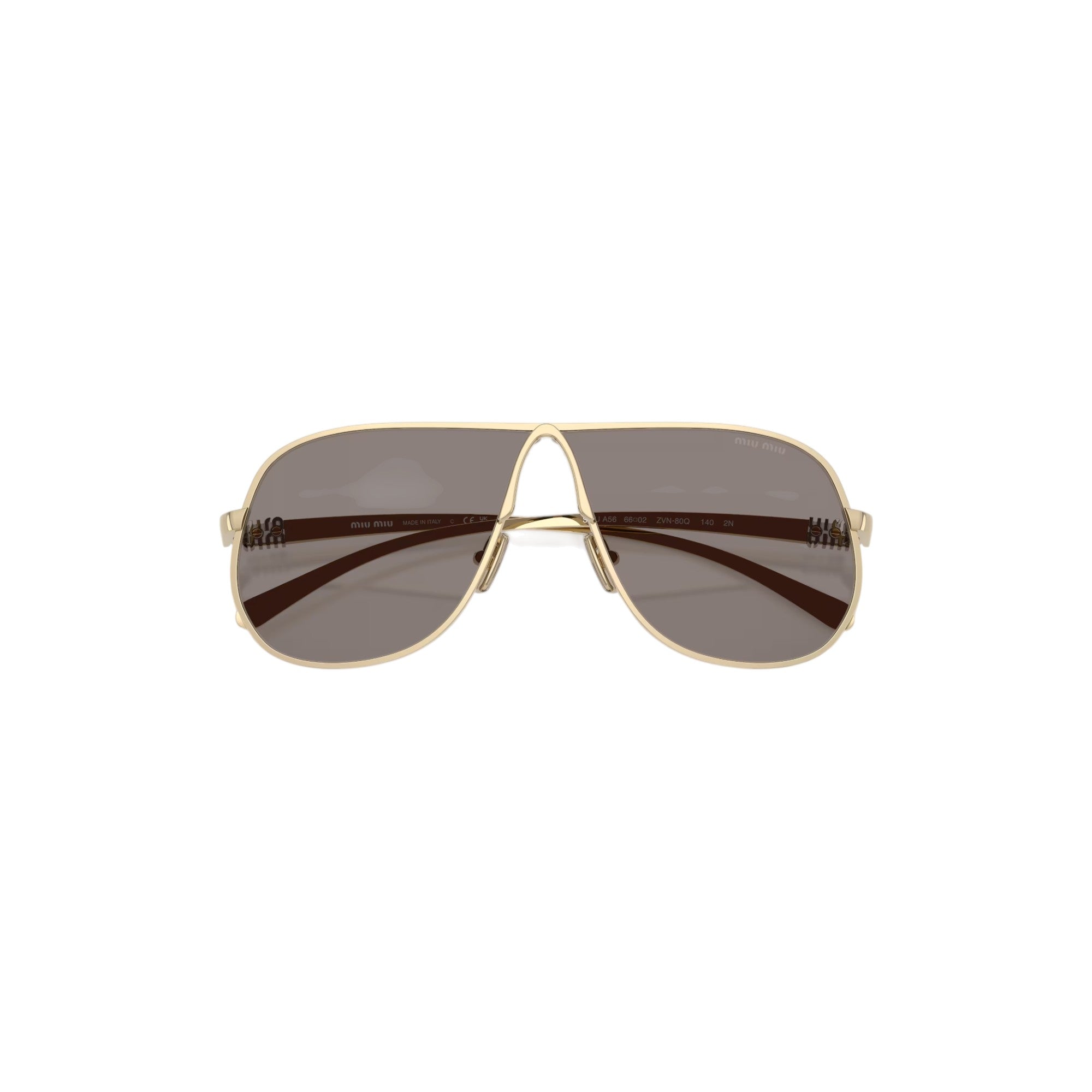 Via Manzoni Boutique pilot sunglasses with gold metal frame and dark grey gradient lenses. Modern, narrow fit with signature temple detailing.