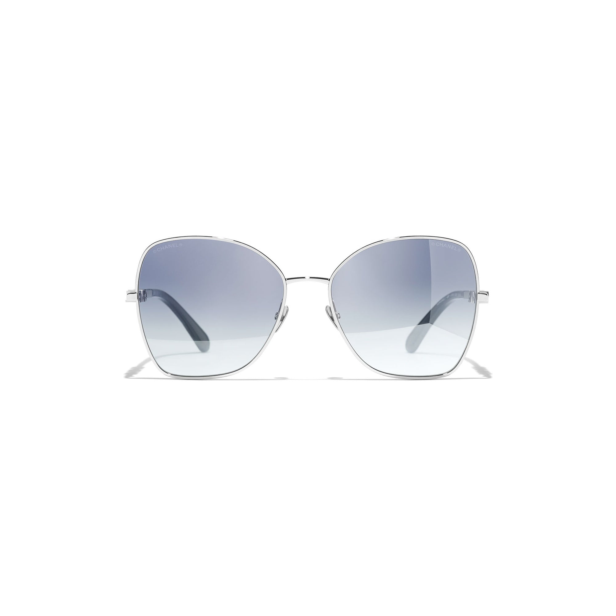 Silver Butterfly Pilot Sunglasses - Embellished Gradient Lens