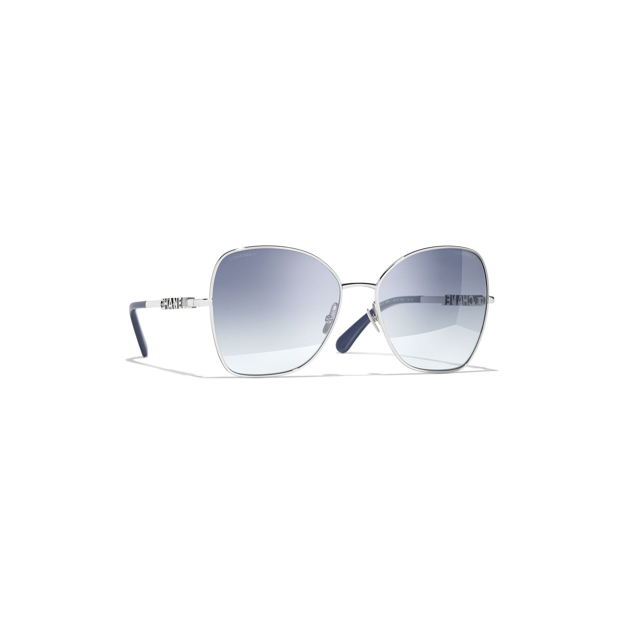 Silver Butterfly Pilot Sunglasses - Embellished Gradient Lens