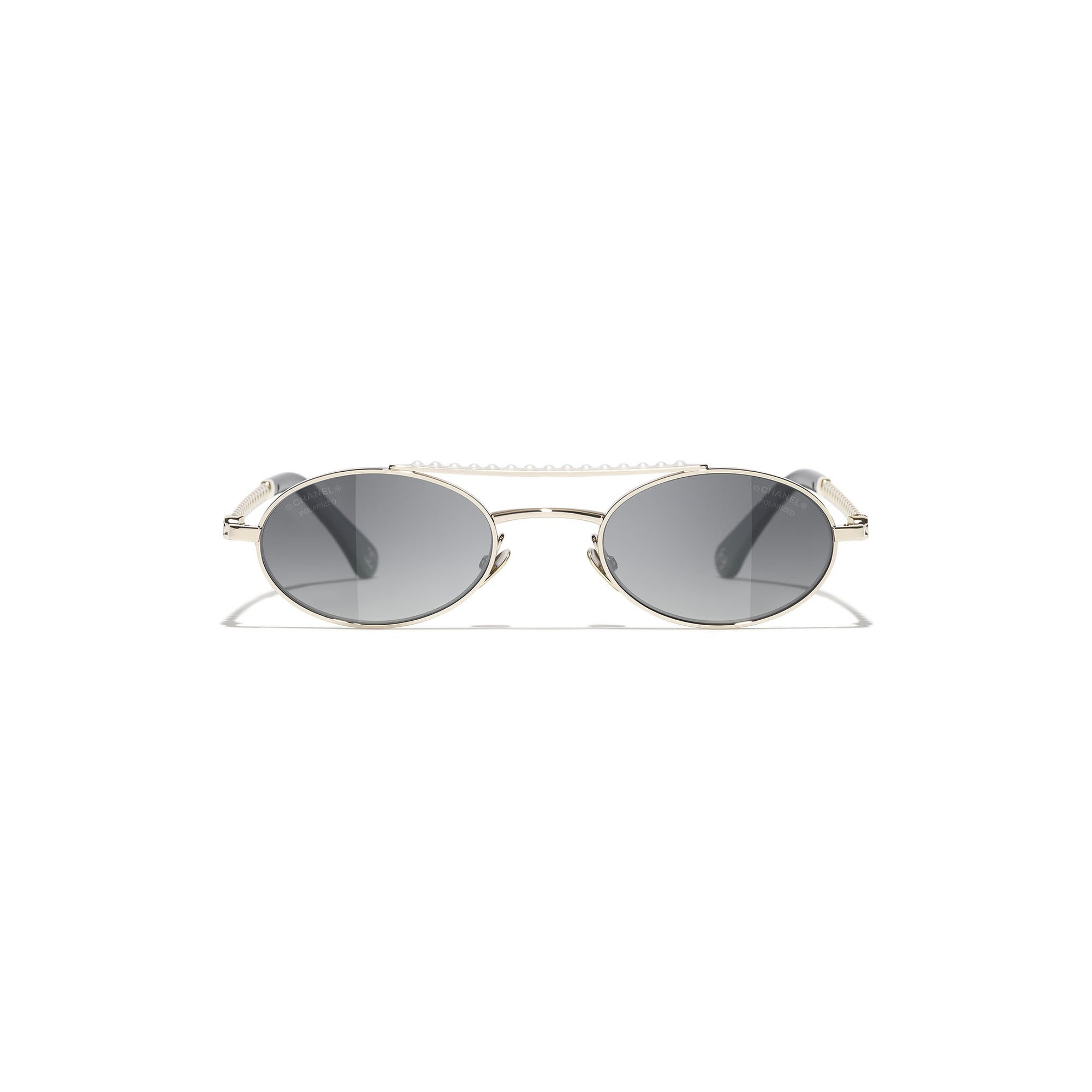 Embellished Oval Sunglasses - Gold & Black