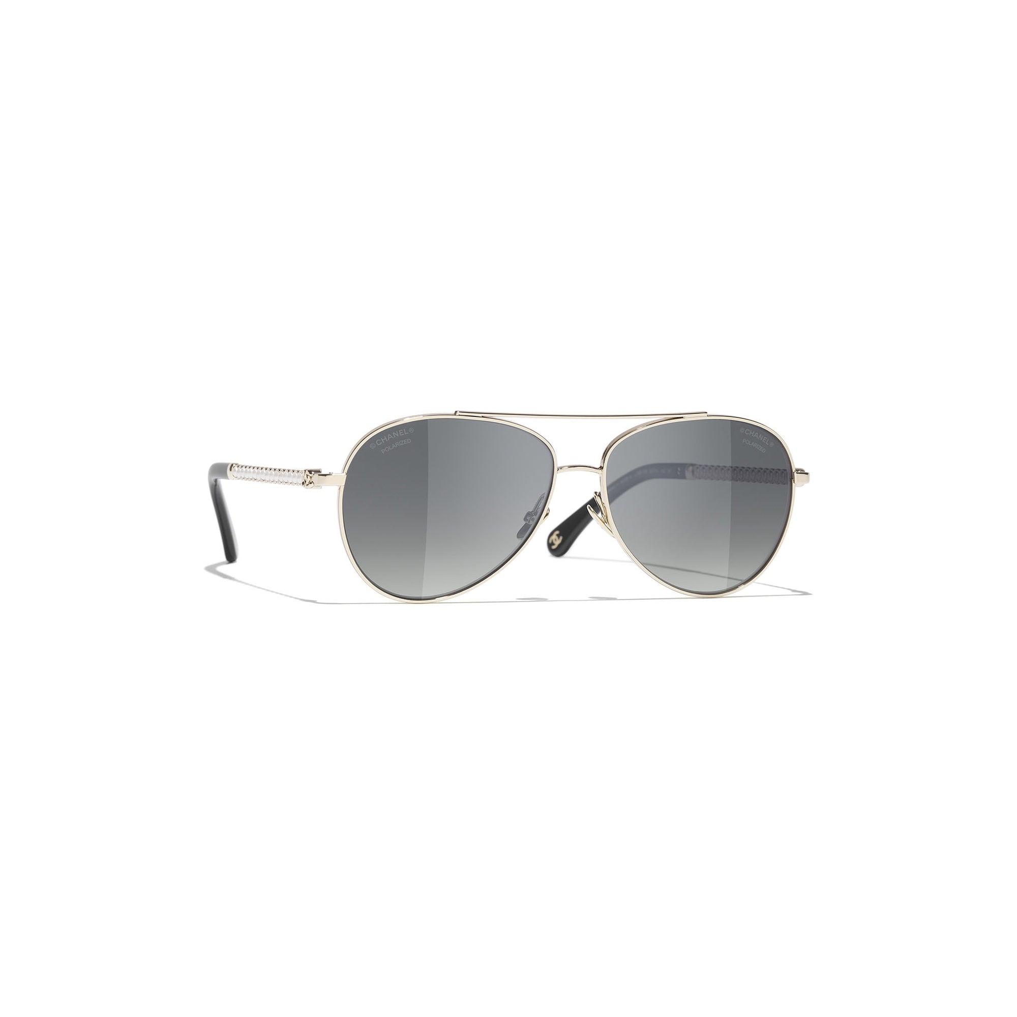 Embellished Pilot Sunglasses - Gold & Grey