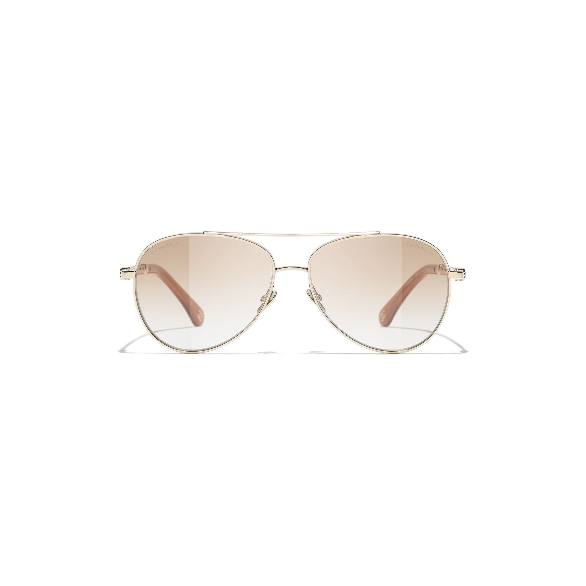 Embellished Pilot Sunglasses - Gold & Beige
