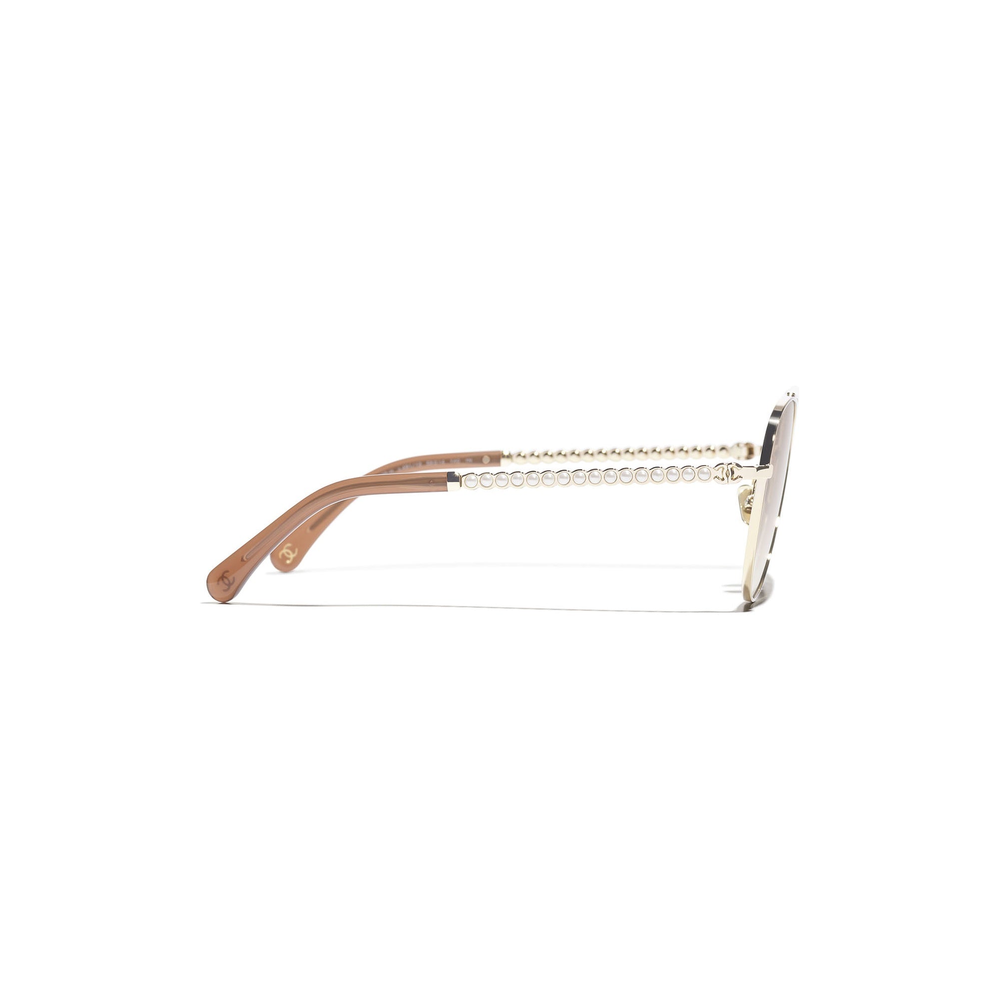 Embellished Pilot Sunglasses - Gold & Beige
