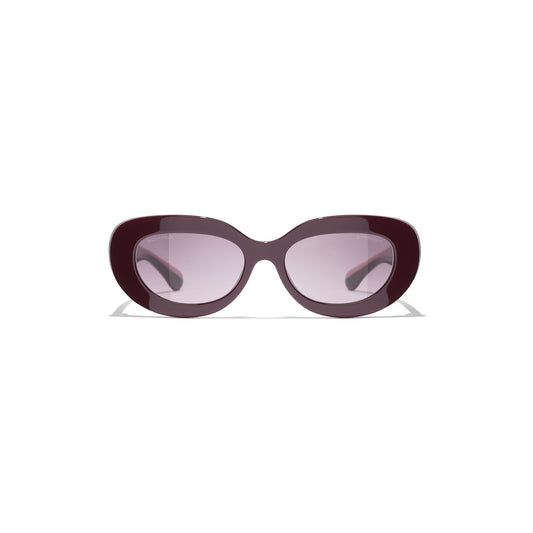 Burgundy Acetate Oval Sunglasses