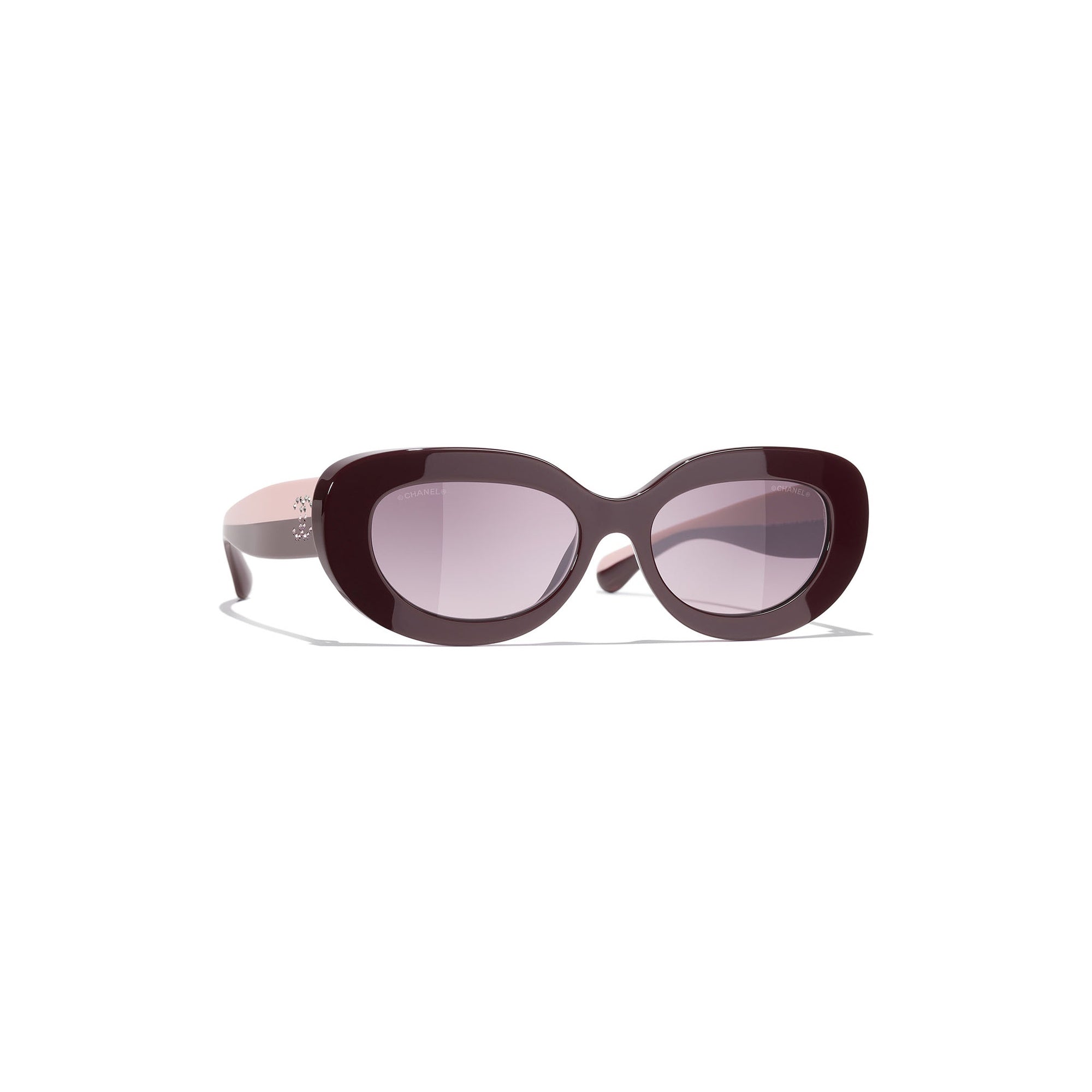 Burgundy Acetate Oval Sunglasses