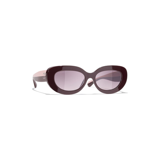 Burgundy Acetate Oval Sunglasses
