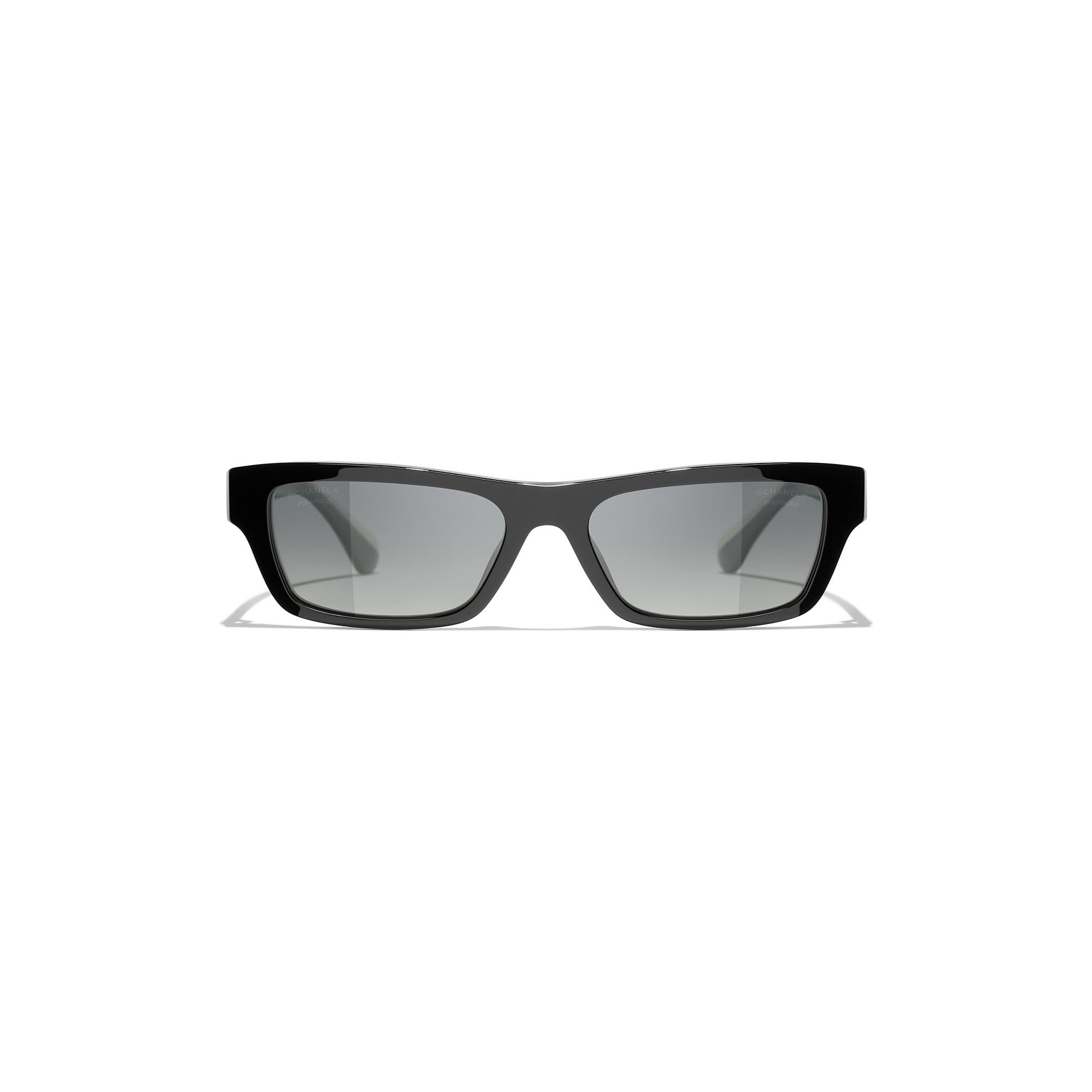 Crystal-Embellished Rectangular Sunglasses - Black Acetate