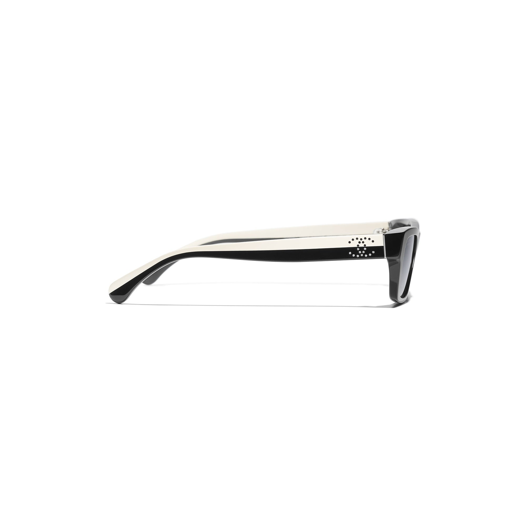 Crystal-Embellished Rectangular Sunglasses - Black Acetate