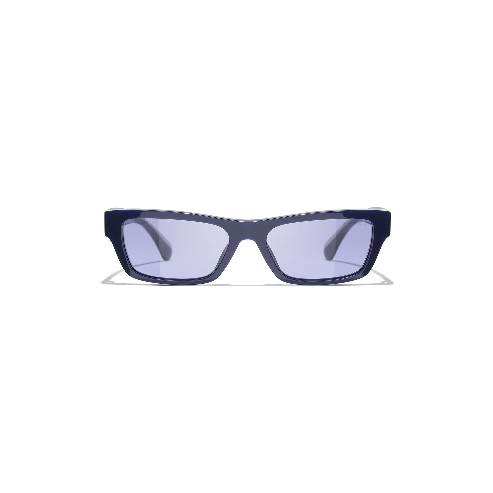 Crystal-Embellished Rectangular Sunglasses - Blue Acetate