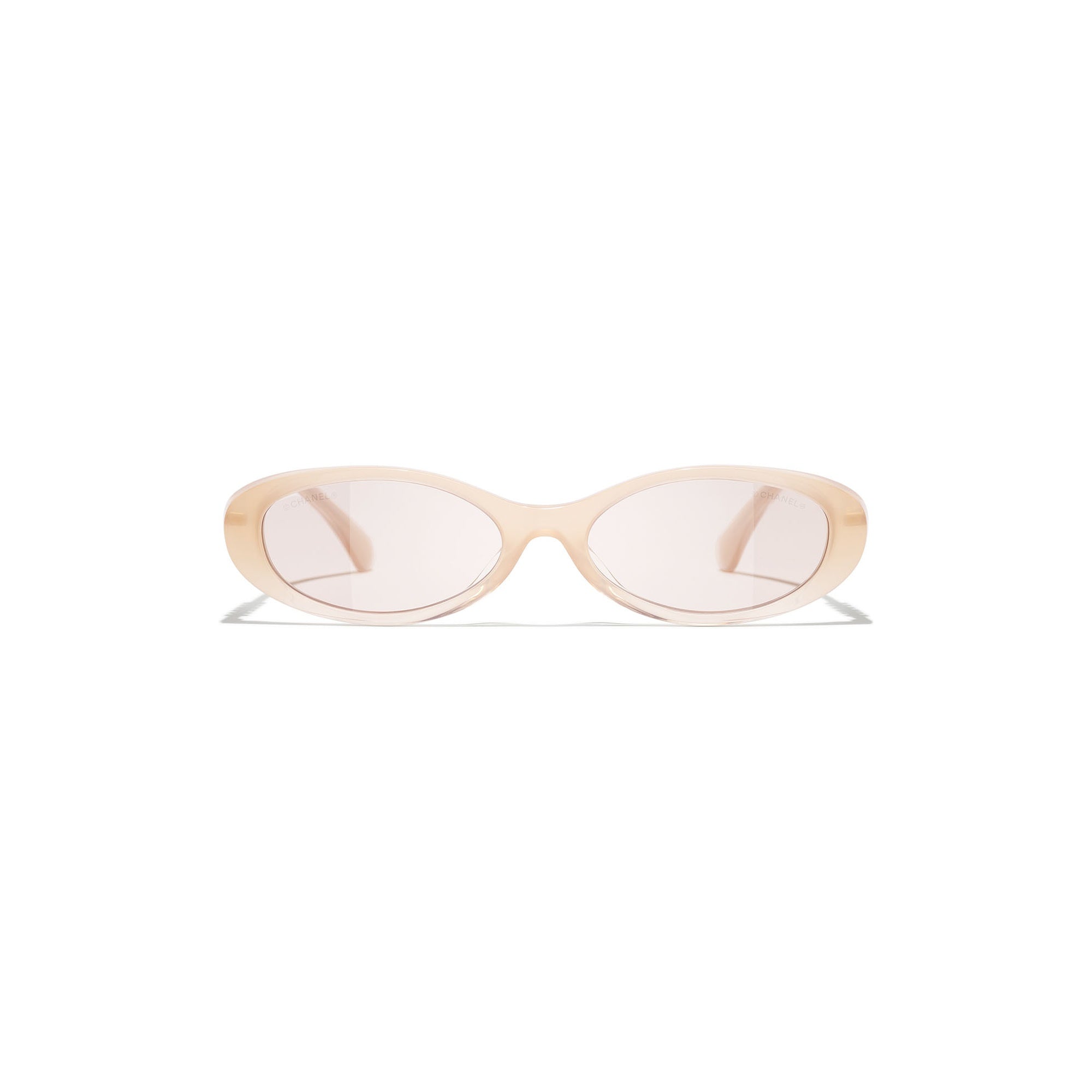 Soft-Beige Silhouette Oval Sunglasses