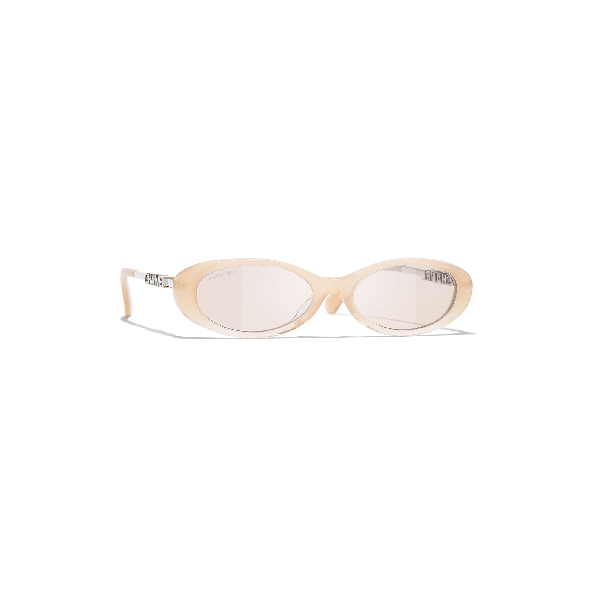 Soft-Beige Silhouette Oval Sunglasses