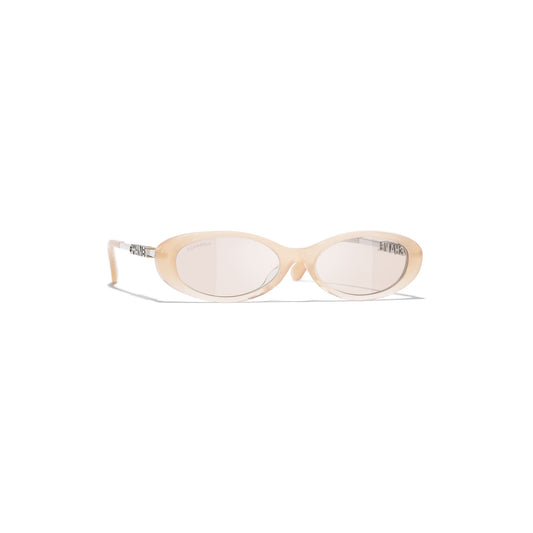 Soft-Beige Silhouette Oval Sunglasses