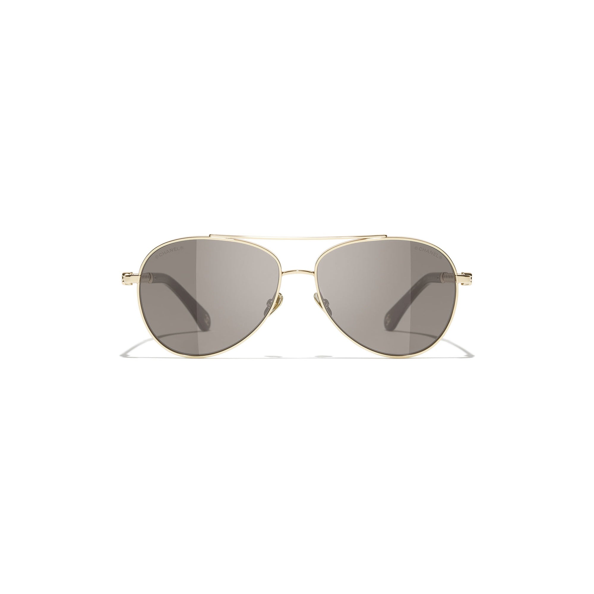 Embellished Pilot Sunglasses - Gold & Brown
