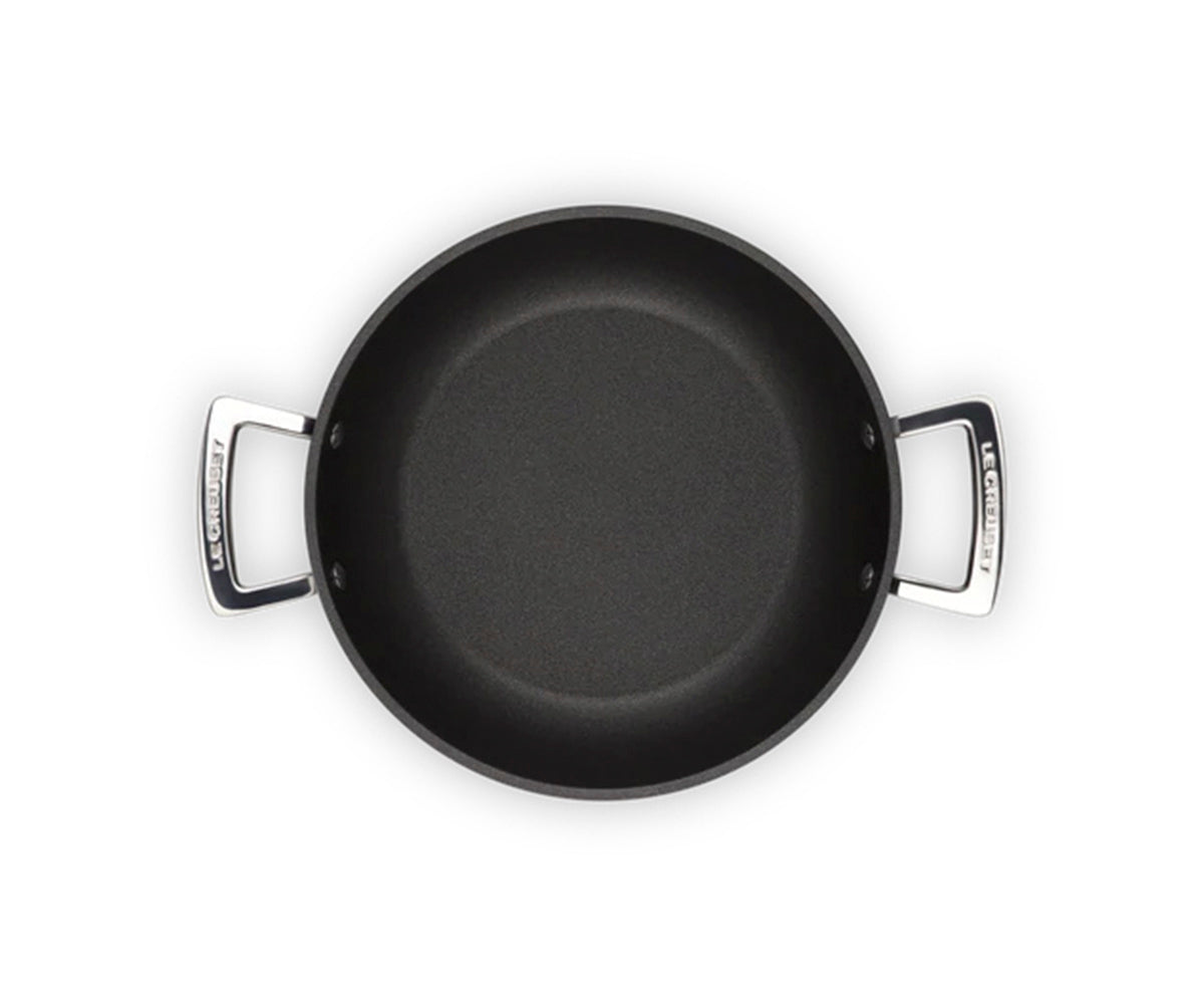 Low Non-Stick Aluminum Pan With Glass Lid, Black