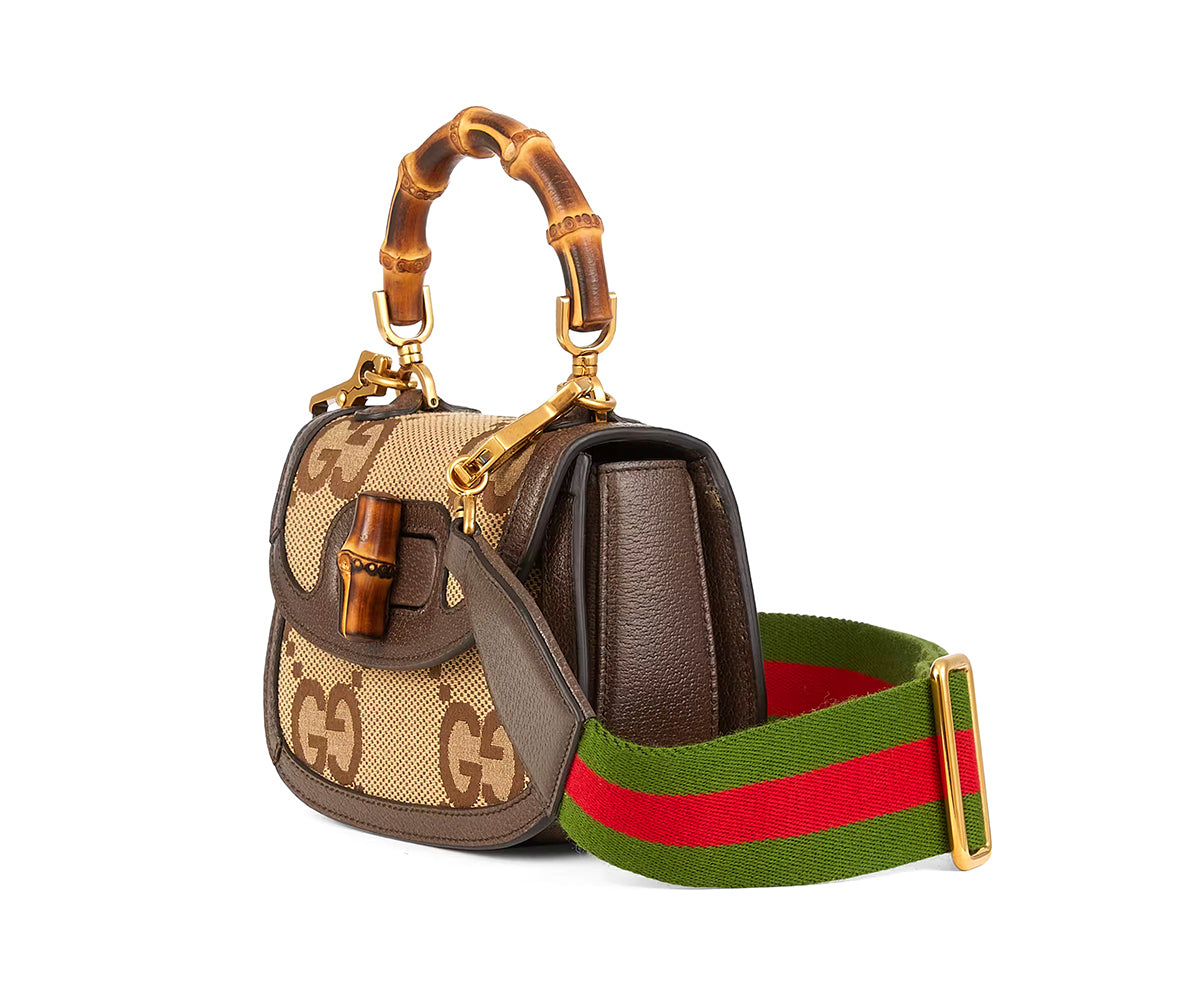 Gucci Bamboo 1947 Jumbo Gg Mini Bag In Camel
