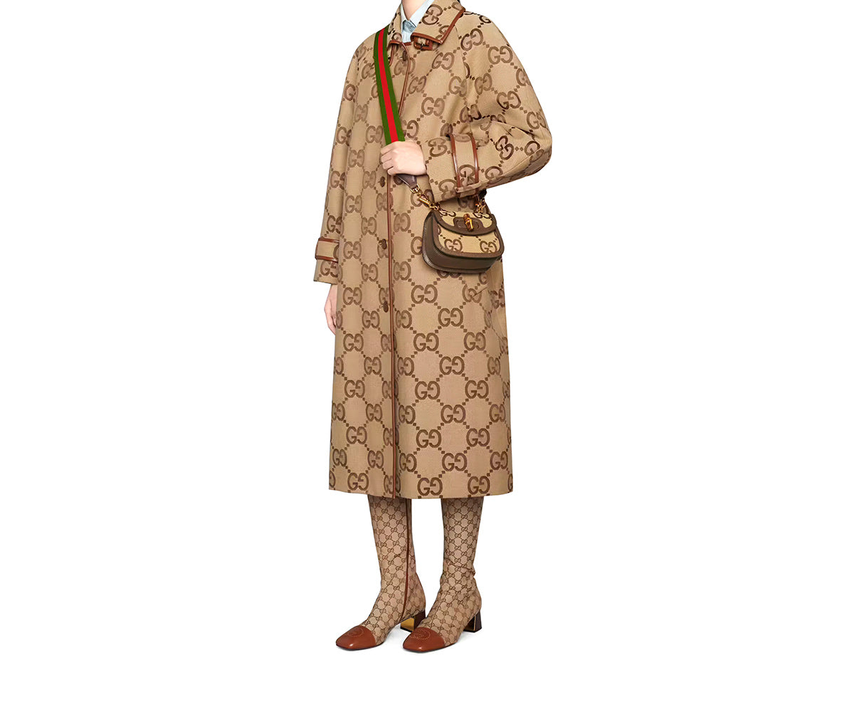 Gucci Bamboo 1947 Jumbo Gg Mini Bag In Camel